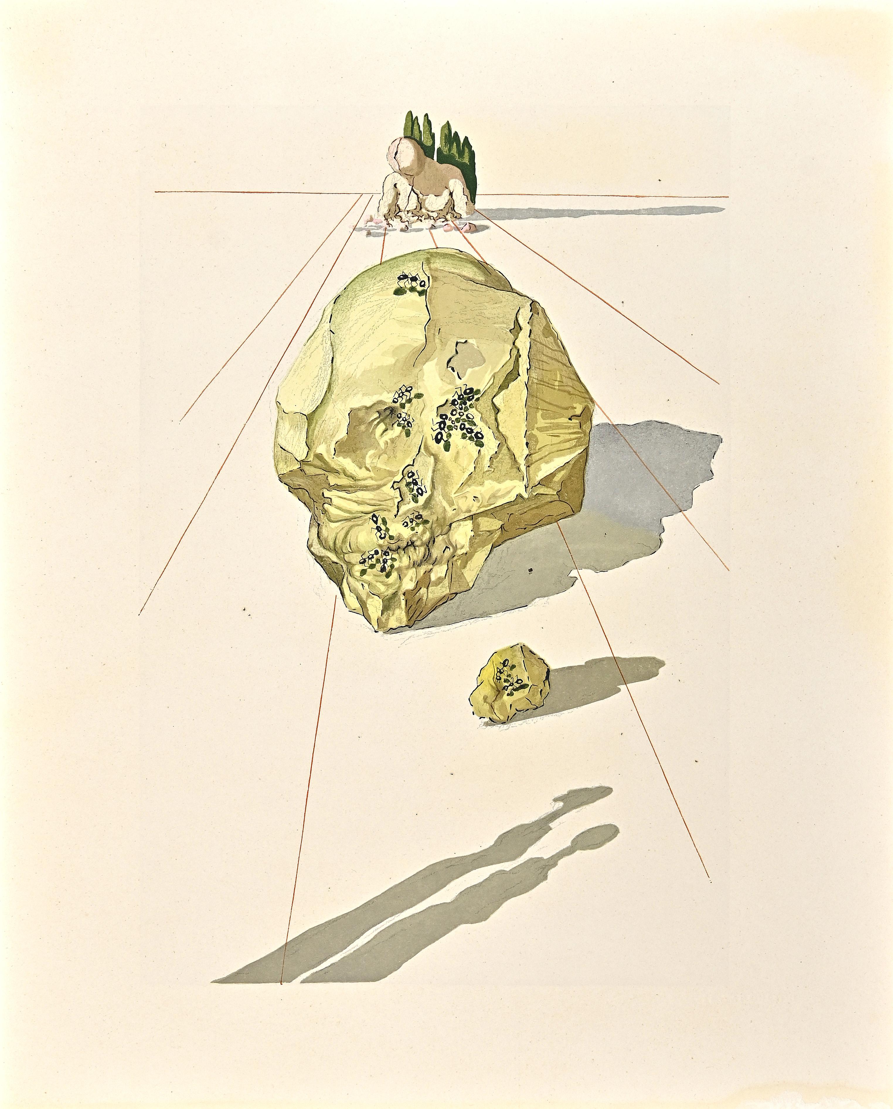 Salvador Dalí Figurative Print - Ugolino and Ruggieri - Original Woodcut Print attr. to Salvador Dalì - 1963