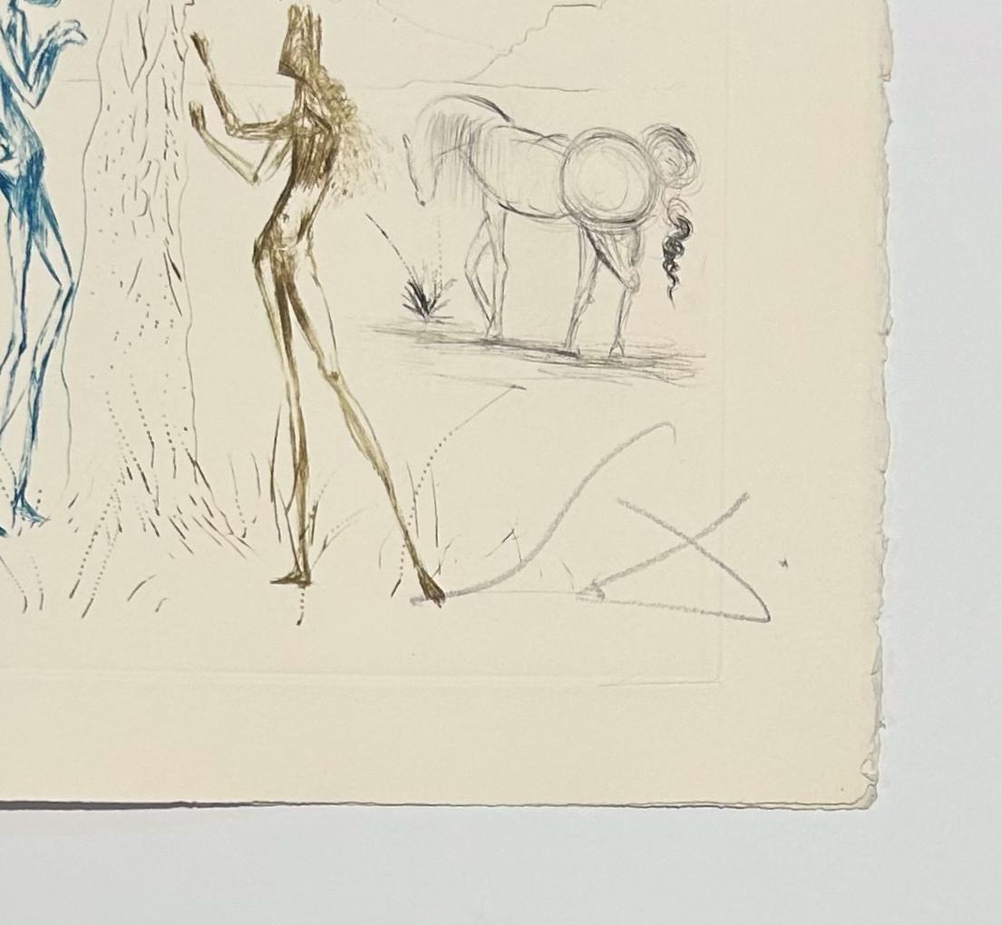 Under the Parasol Pine, from Tristan and Iseult (Beige), Figurative Print, von Salvador Dalí