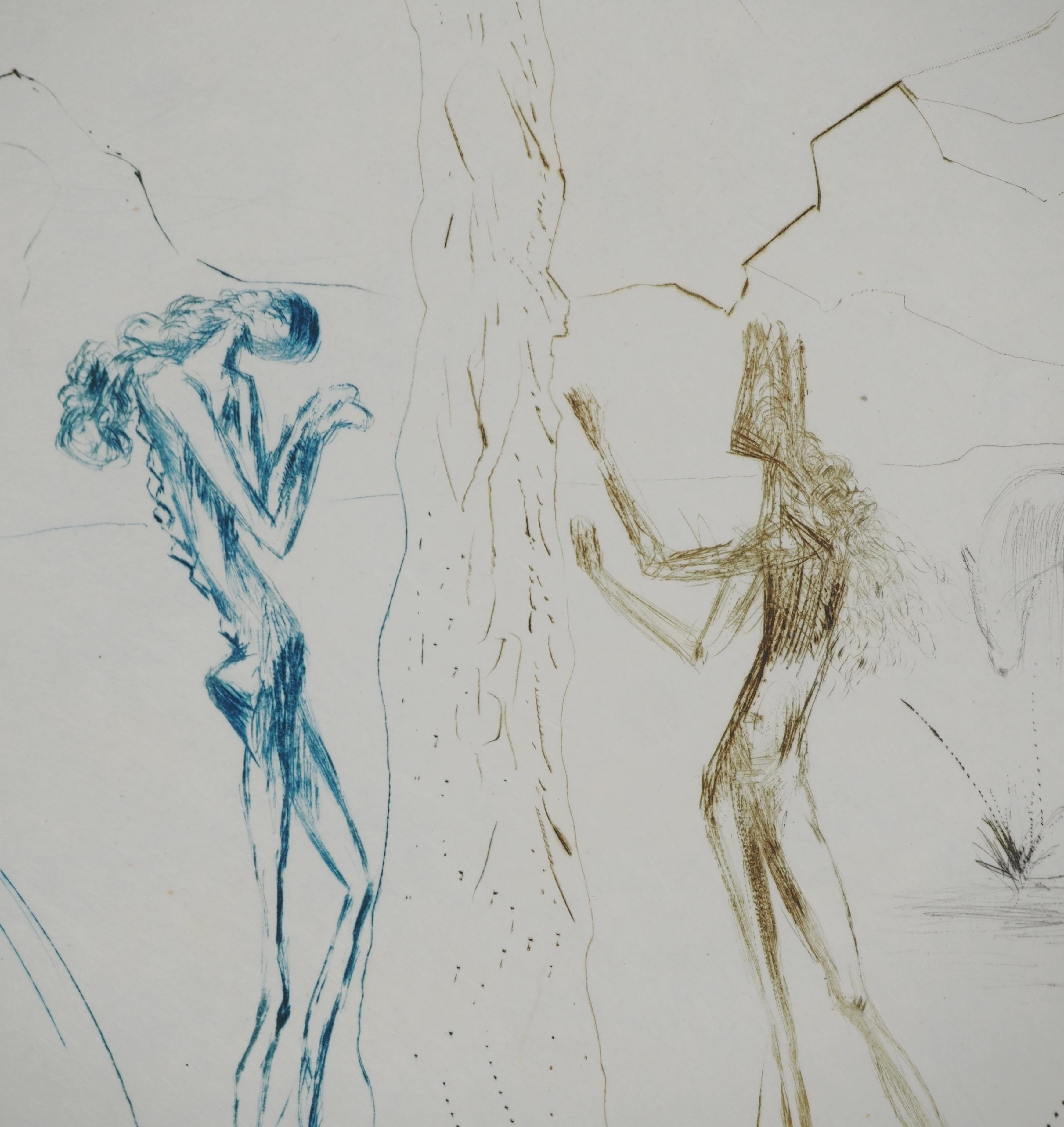 Under The Parasol Pine - Original Etching Handsigned (Field #70-10 I) - Gray Figurative Print by Salvador Dalí