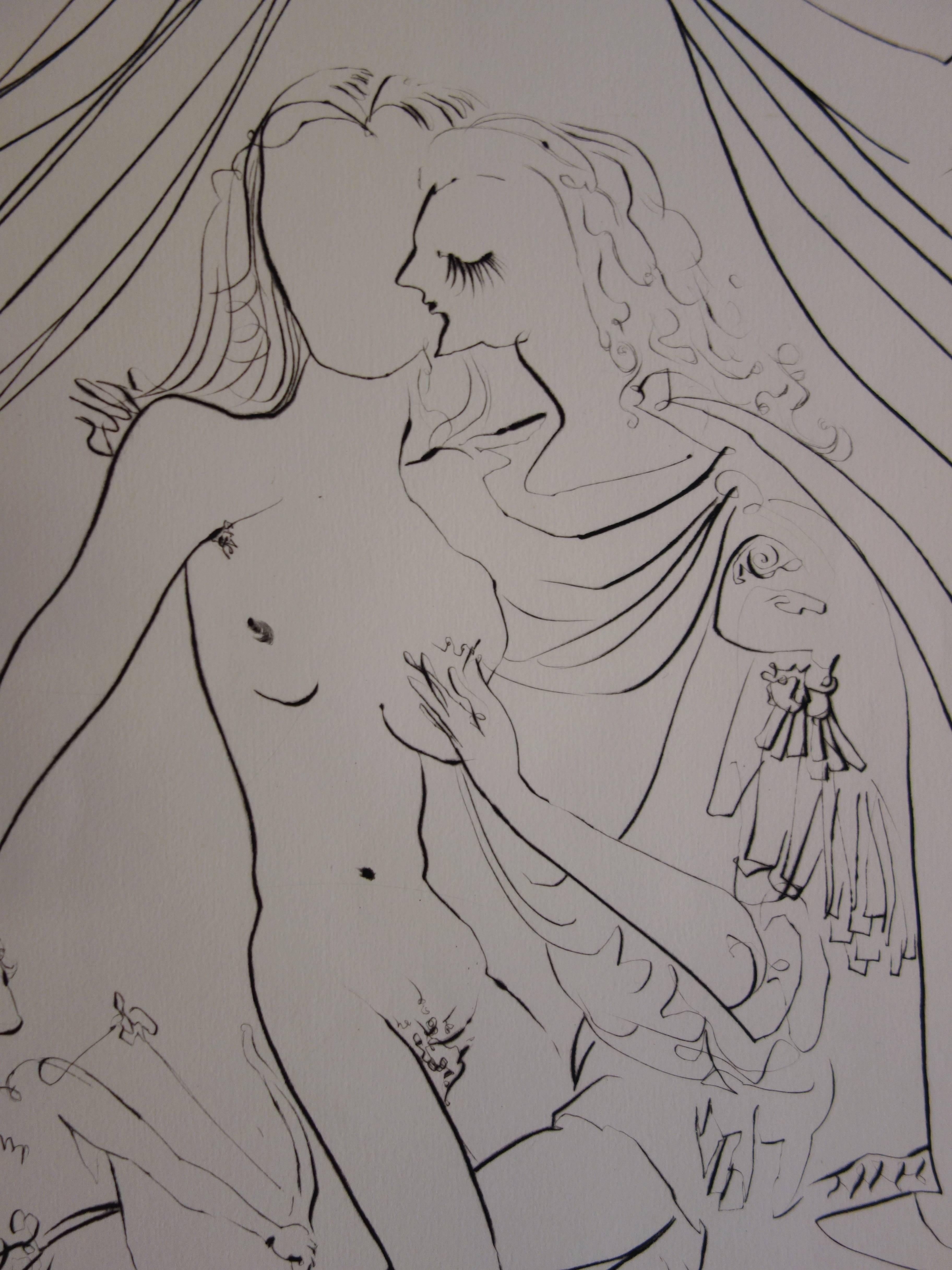 Venus, Mars et Cupidon - Original etching - 1971 - Artist proof - Gray Figurative Print by Salvador Dalí
