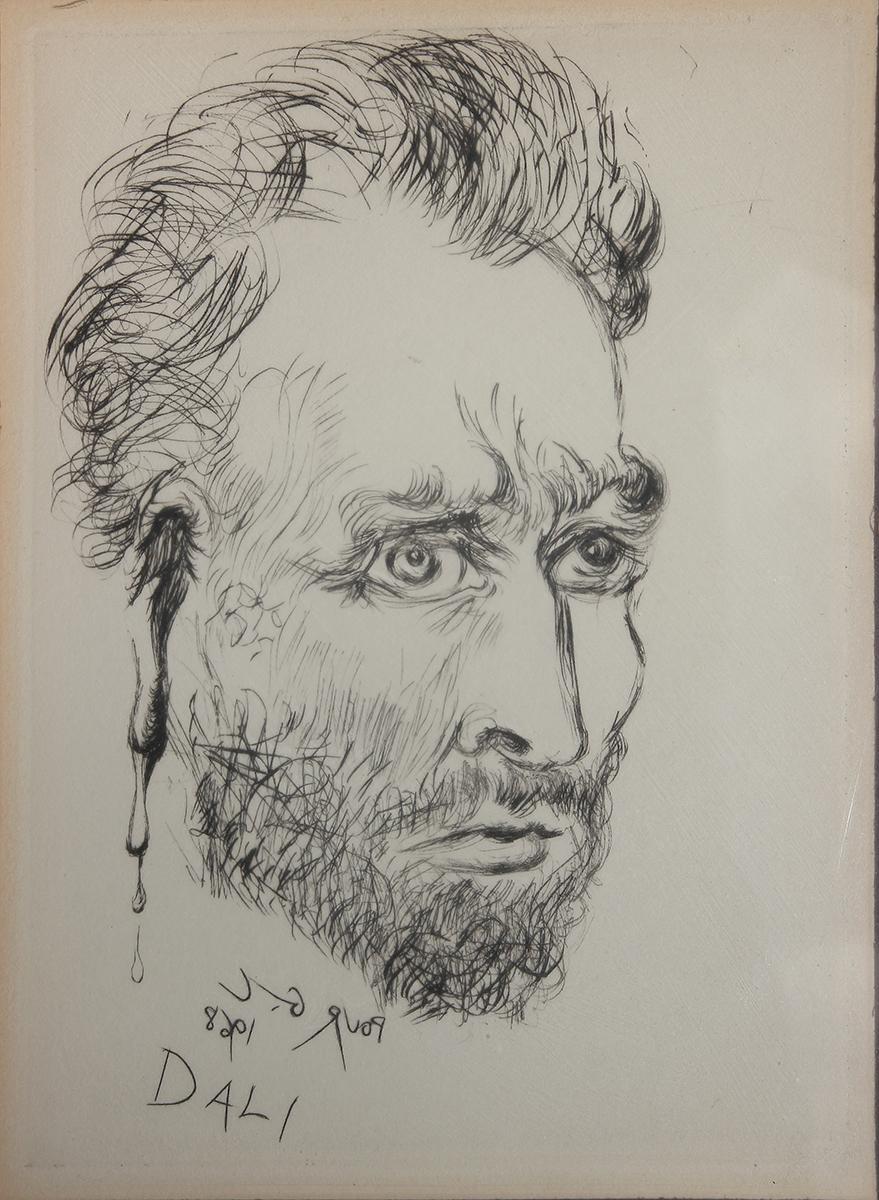 Vincent van Gogh Artist Portrait Original Etching for the Collector’s Guild - Brown Figurative Print by Salvador Dalí