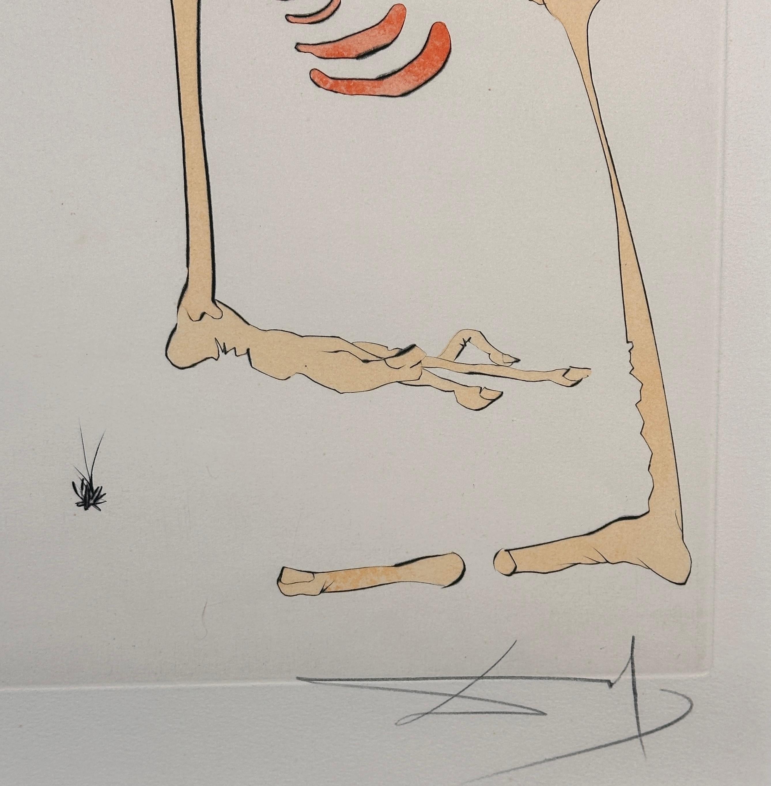 Visions de Quevedo Paysage avec Squelette (Landschaftsbild mit Skelett) (Surrealismus), Print, von Salvador Dalí