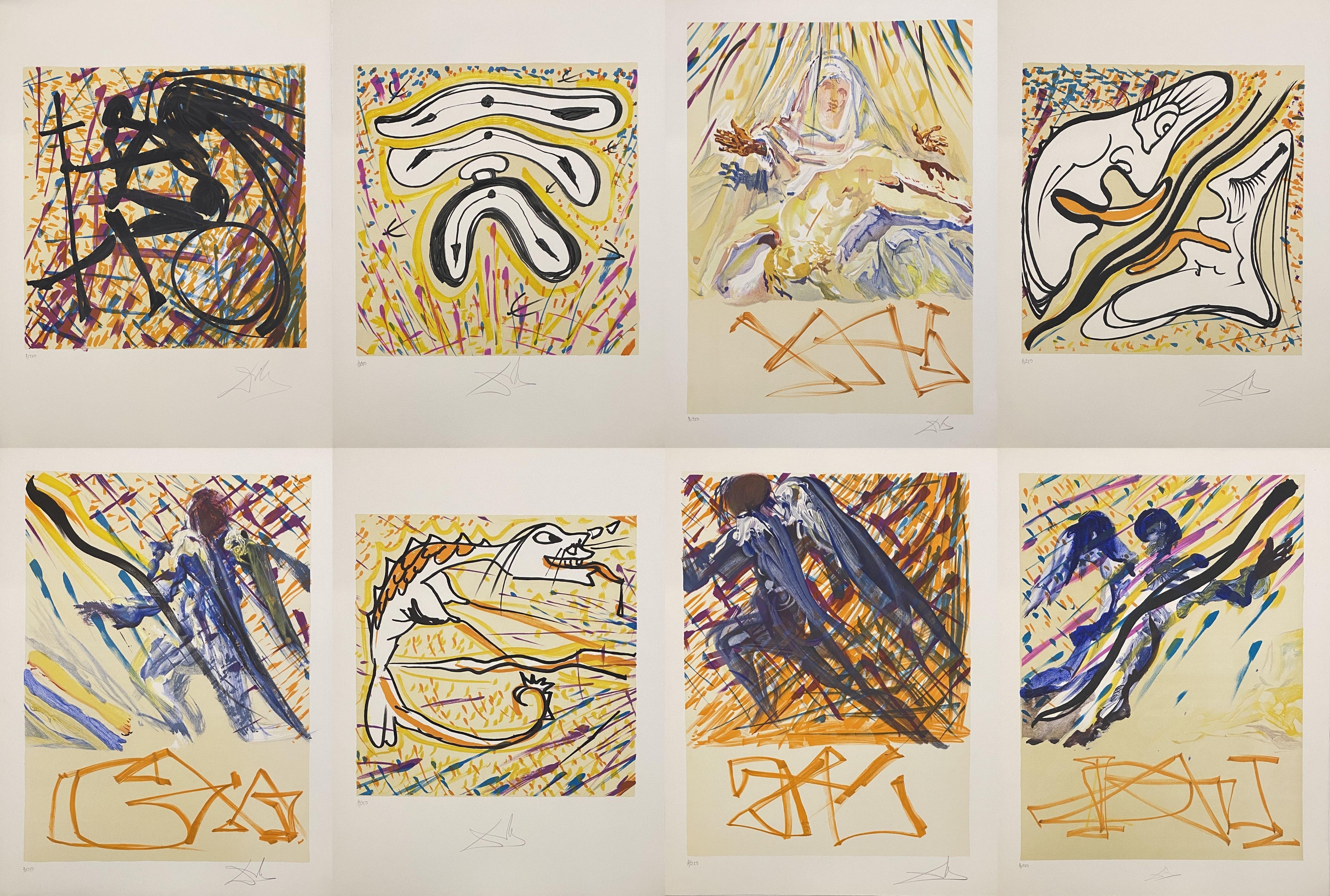 Vitraux - Ensemble complet de 24 lithographies signées à la main et/250 dans un coffret (feuille 74-5) - Print de Salvador Dalí