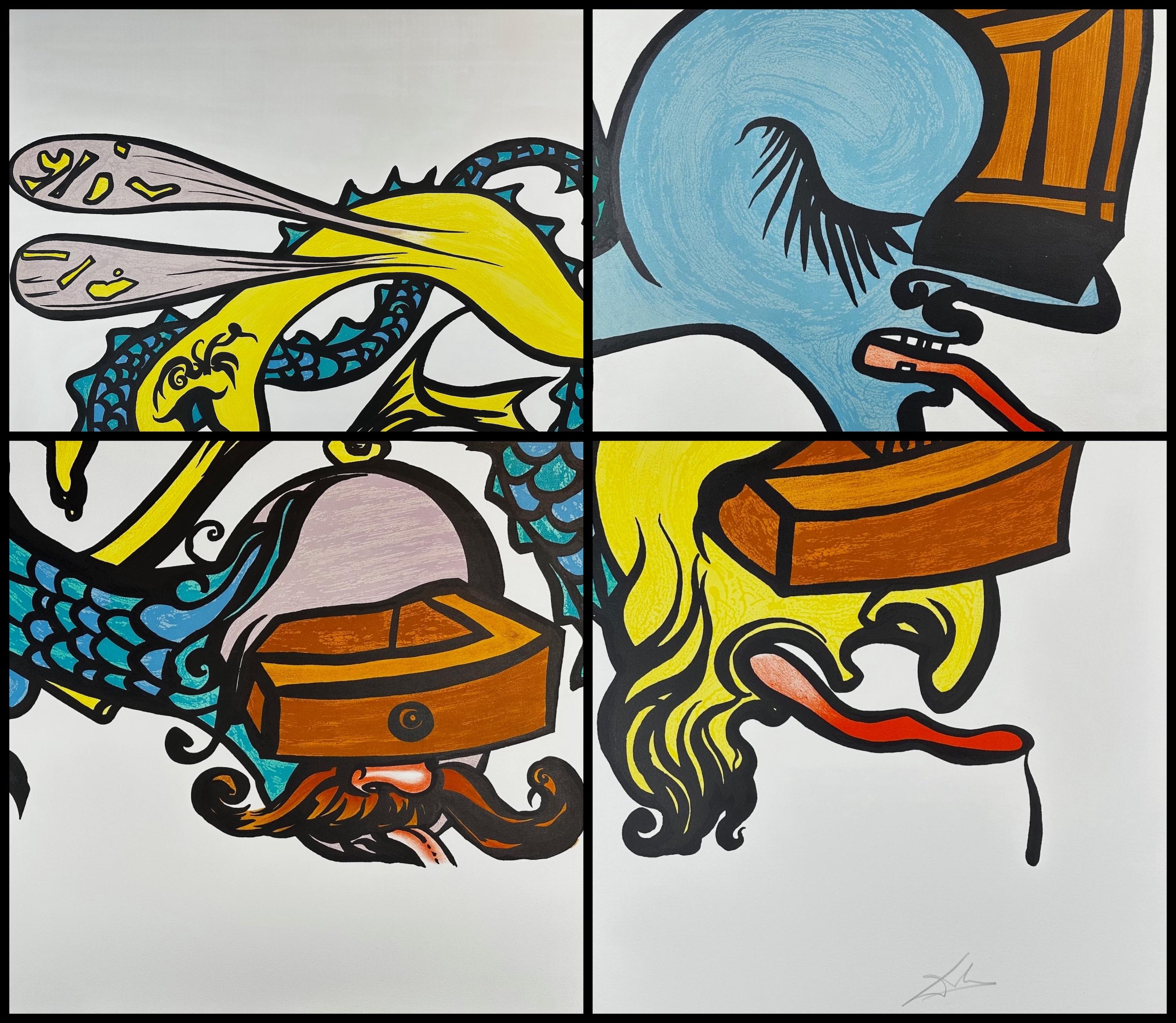 Salvador Dalí Print – Vitraux in Four Sheets Puzzle des Lebens