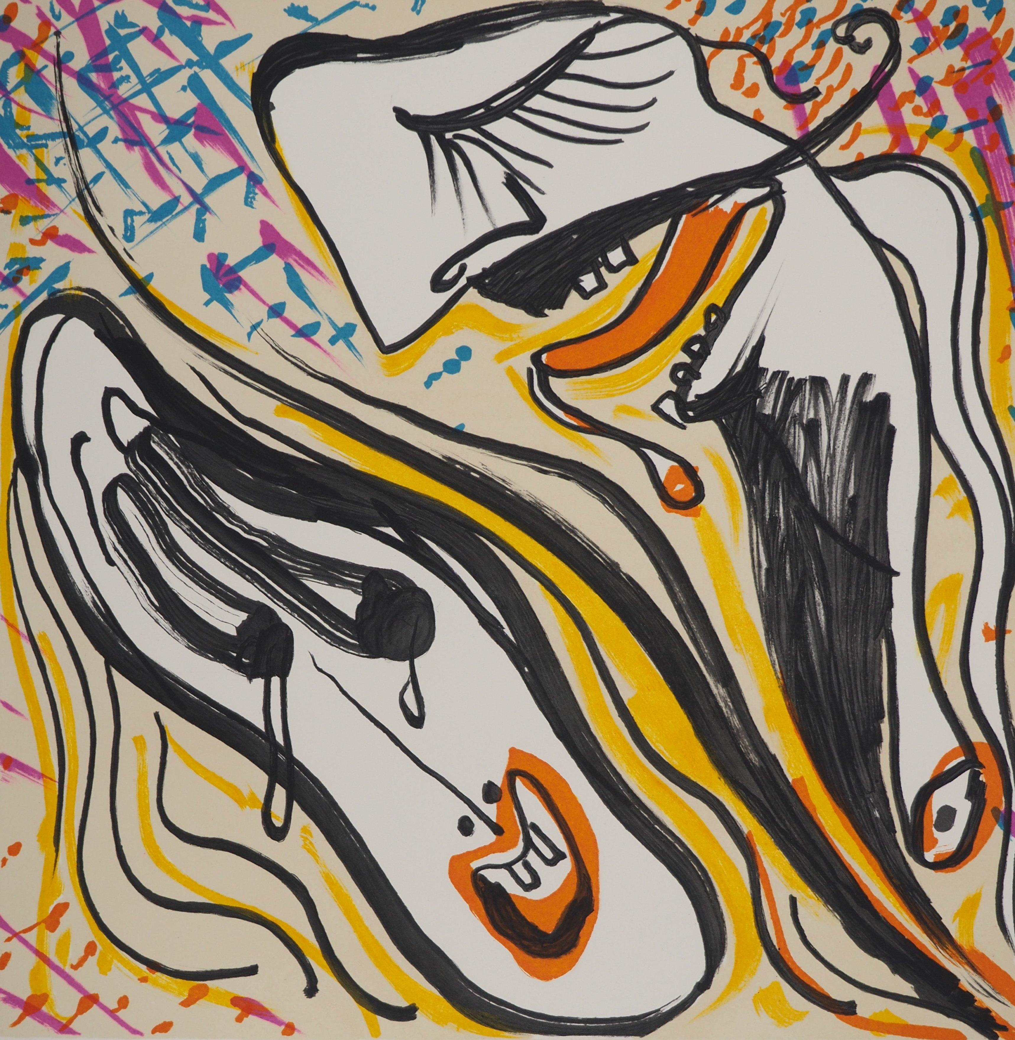 Vitraux : Surrealist Kiss - Original Lithograph Handsigned (Field #74-5K) - Print by Salvador Dalí