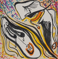 Vitraux : Surrealist Kiss - Original Lithograph Handsigned (Field #74-5K)