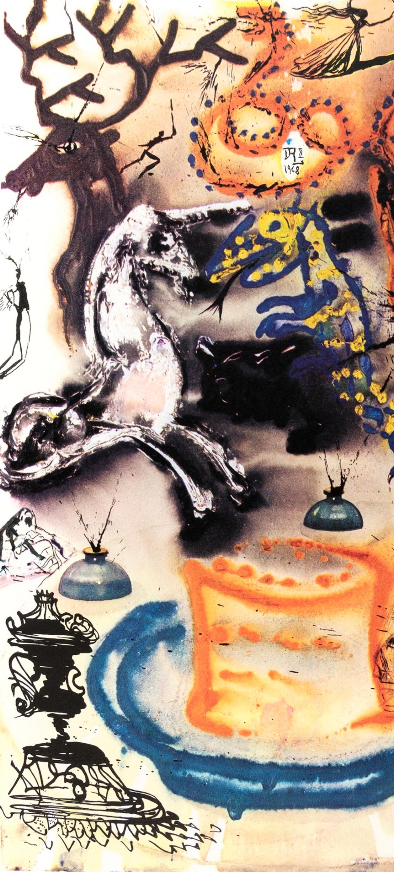 Who Stole the Tarts (Field 69-5, A-M), Alice's Adventures in Wonderland - Beige Abstract Print by Salvador Dalí