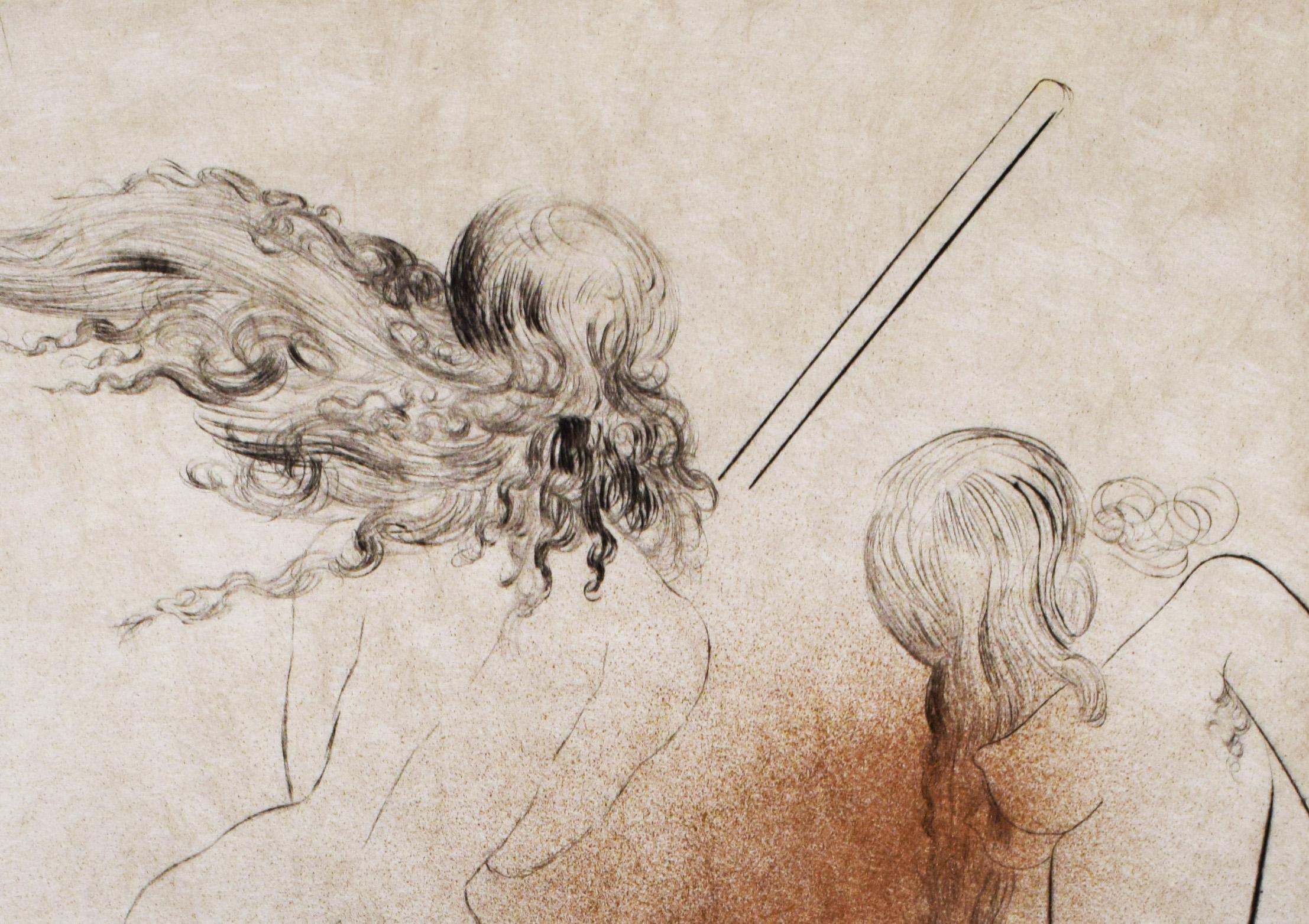 Cette gravure originale colorée à la main est signée au crayon par l'artiste 