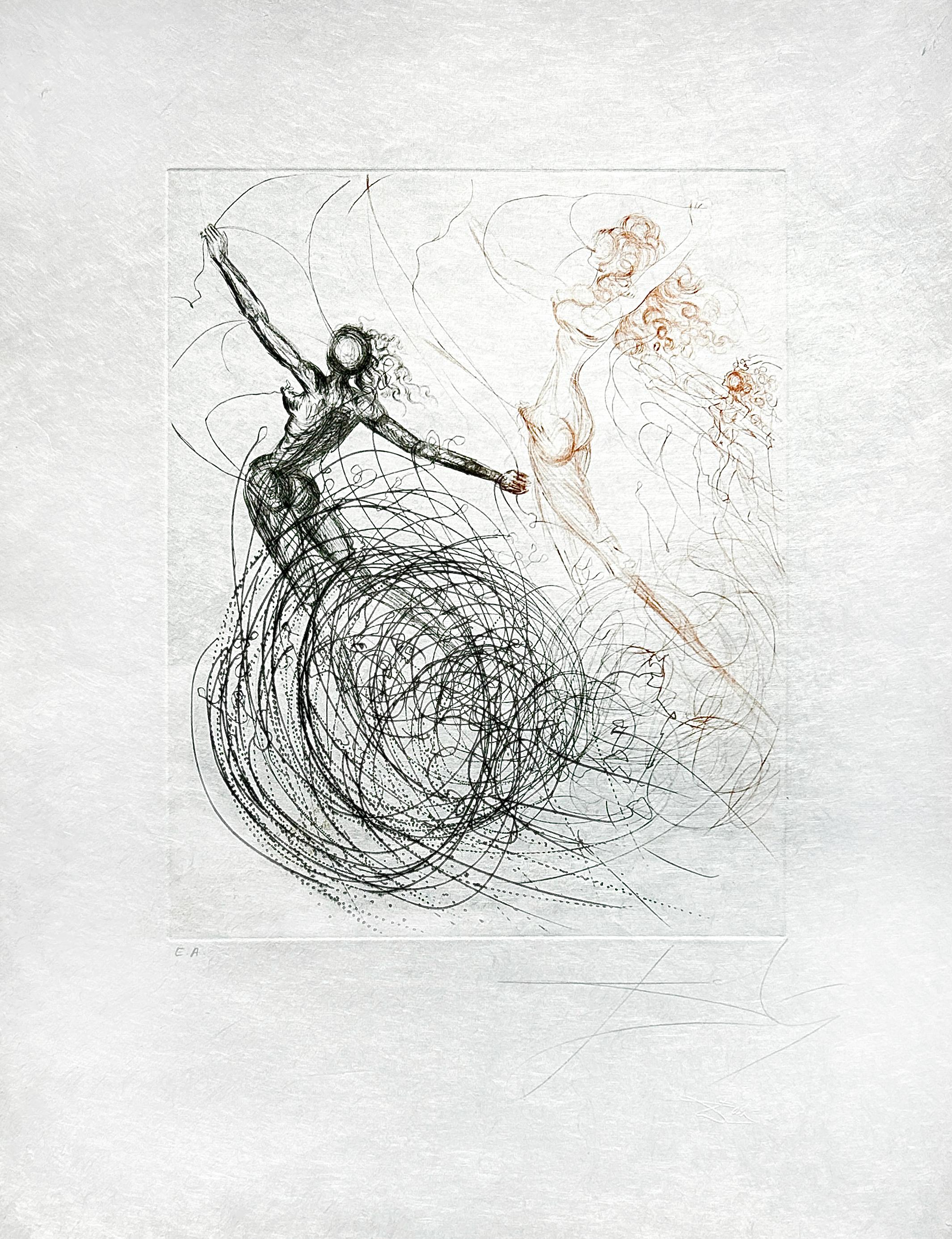 Figurative Print di Salvador Dalí - Donna con le onde da The Hippies Suite