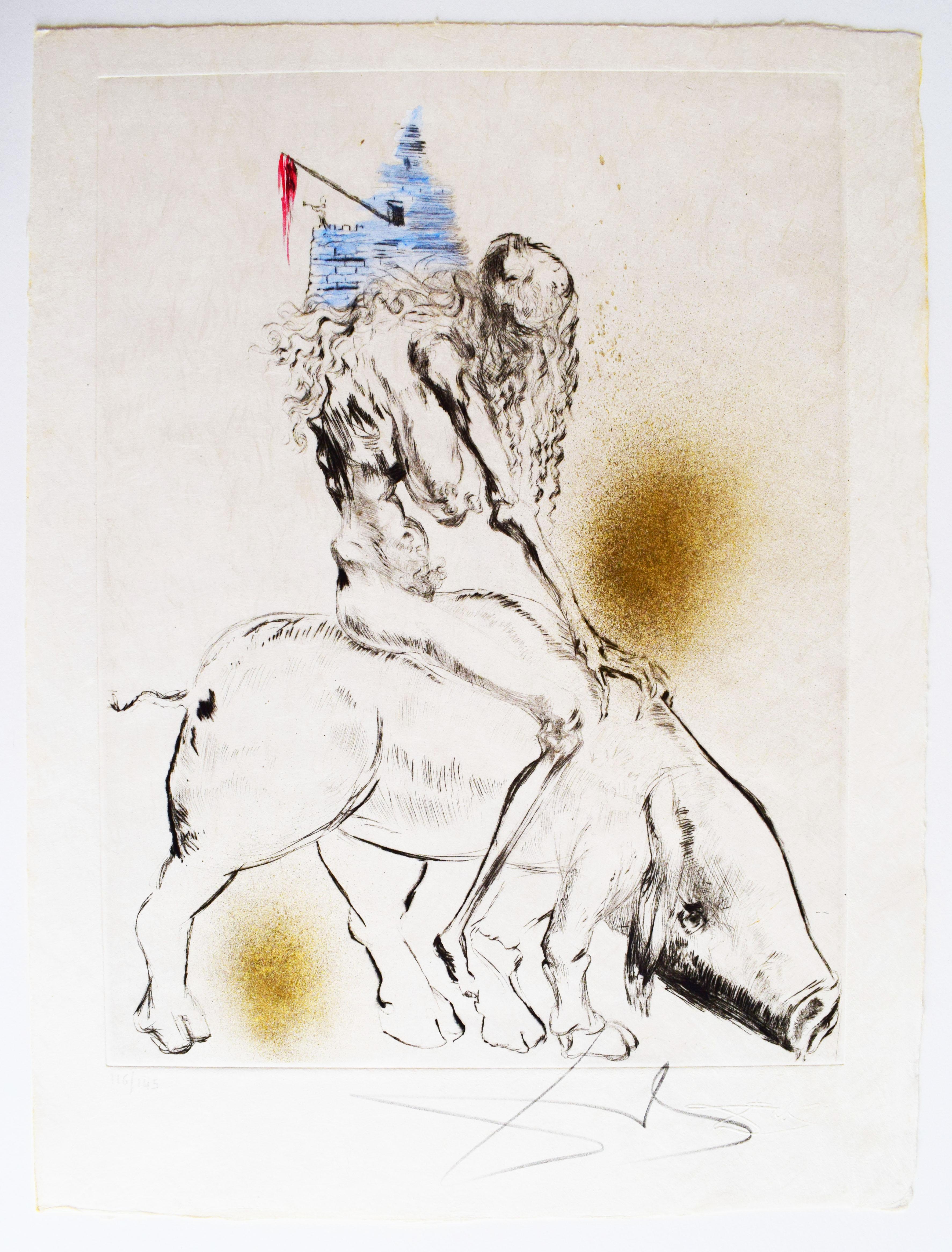 Femme avec un cochon, tiré de Faust (Nuit de Walpurgis) - Surréalisme espagnol - Print de Salvador Dalí