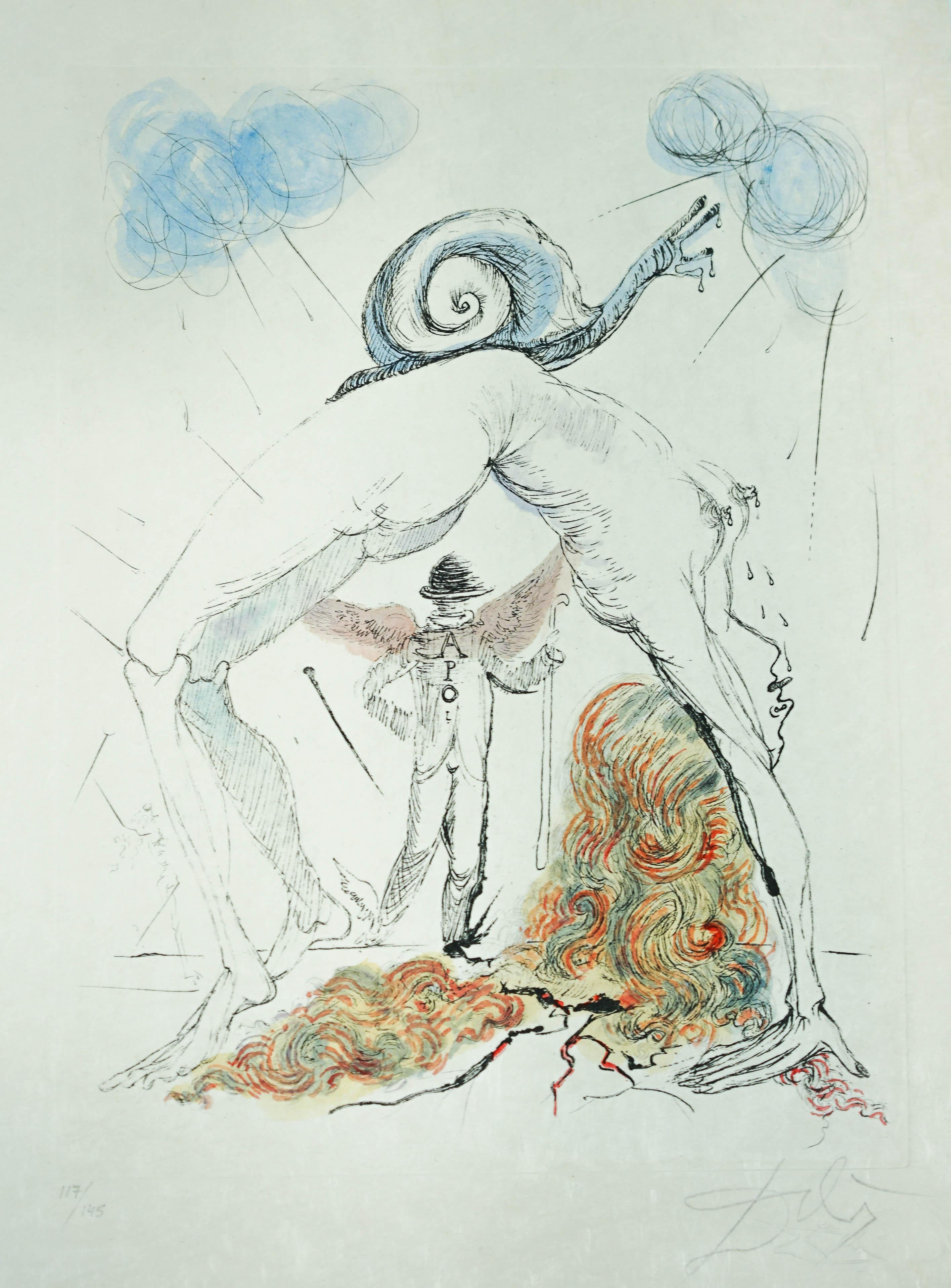 Salvador Dalí Figurative Print - Woman with Snail