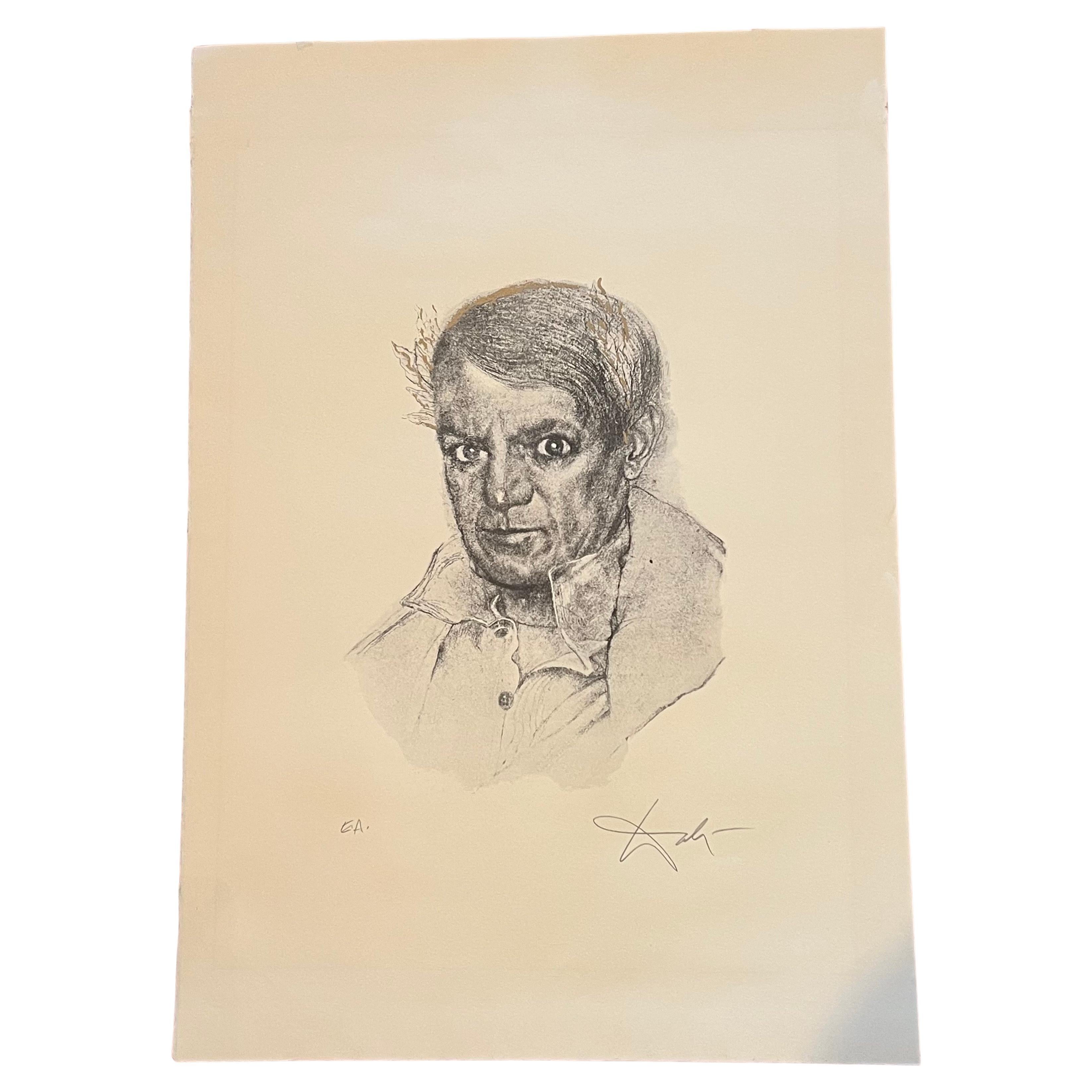 Salvador Dali Rare "Portrait Of Picasso" Lithograph Epreuve d'artiste Unframed