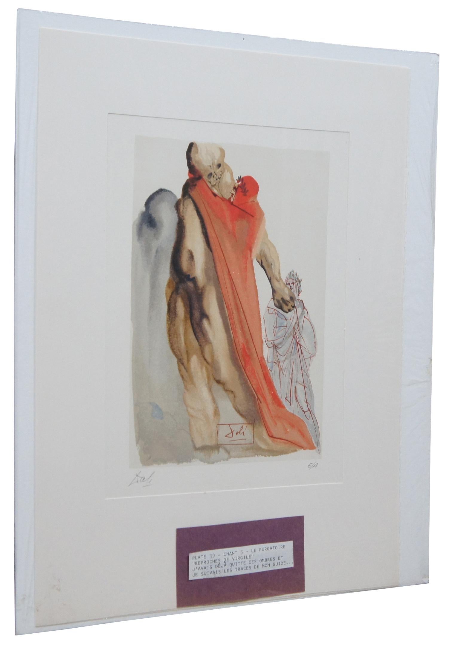 Expressionist Salvador Dali Reproches de Virgile Divine Comedy Woodcut Engraving Purgatory