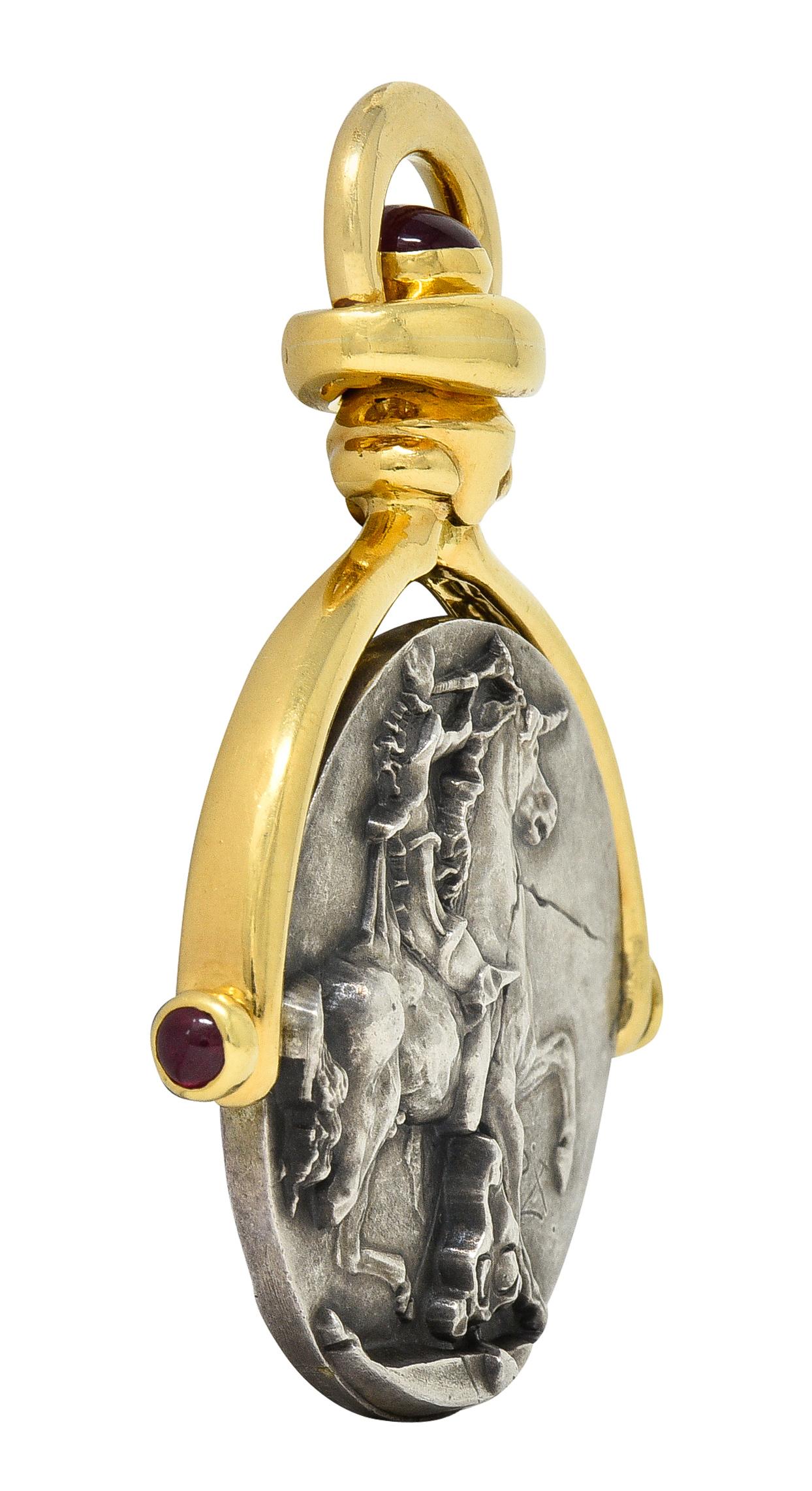 Salvador Dali Ruby 18 Karat Gold Silver Dionysus Athena Flip Coin Pendant 8