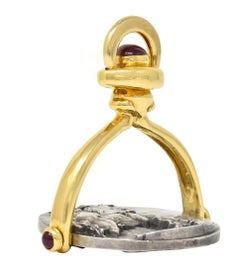 Salvador Dali Ruby 18 Karat Gold Silver Dionysus Athena Flip Coin Pendant