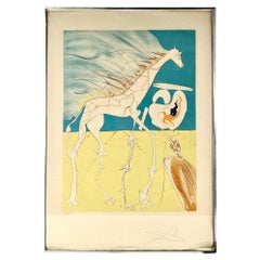Salvador Dalí  Stampa "Giraffa di Saturno" con cornice