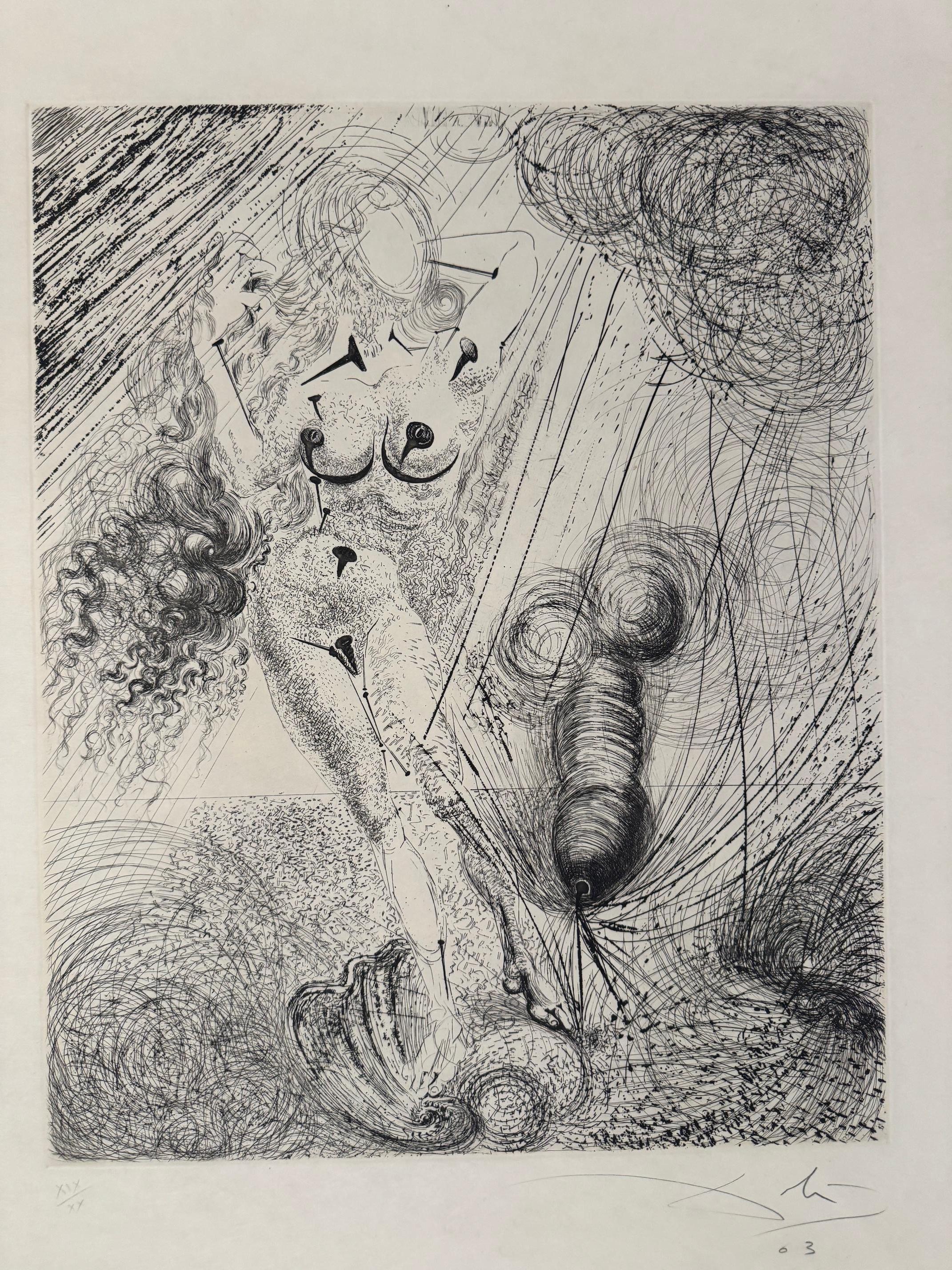 Aphrodite - Originalradierung von Salvador Dalí Surrealismus trifft Mythologie im Angebot 6