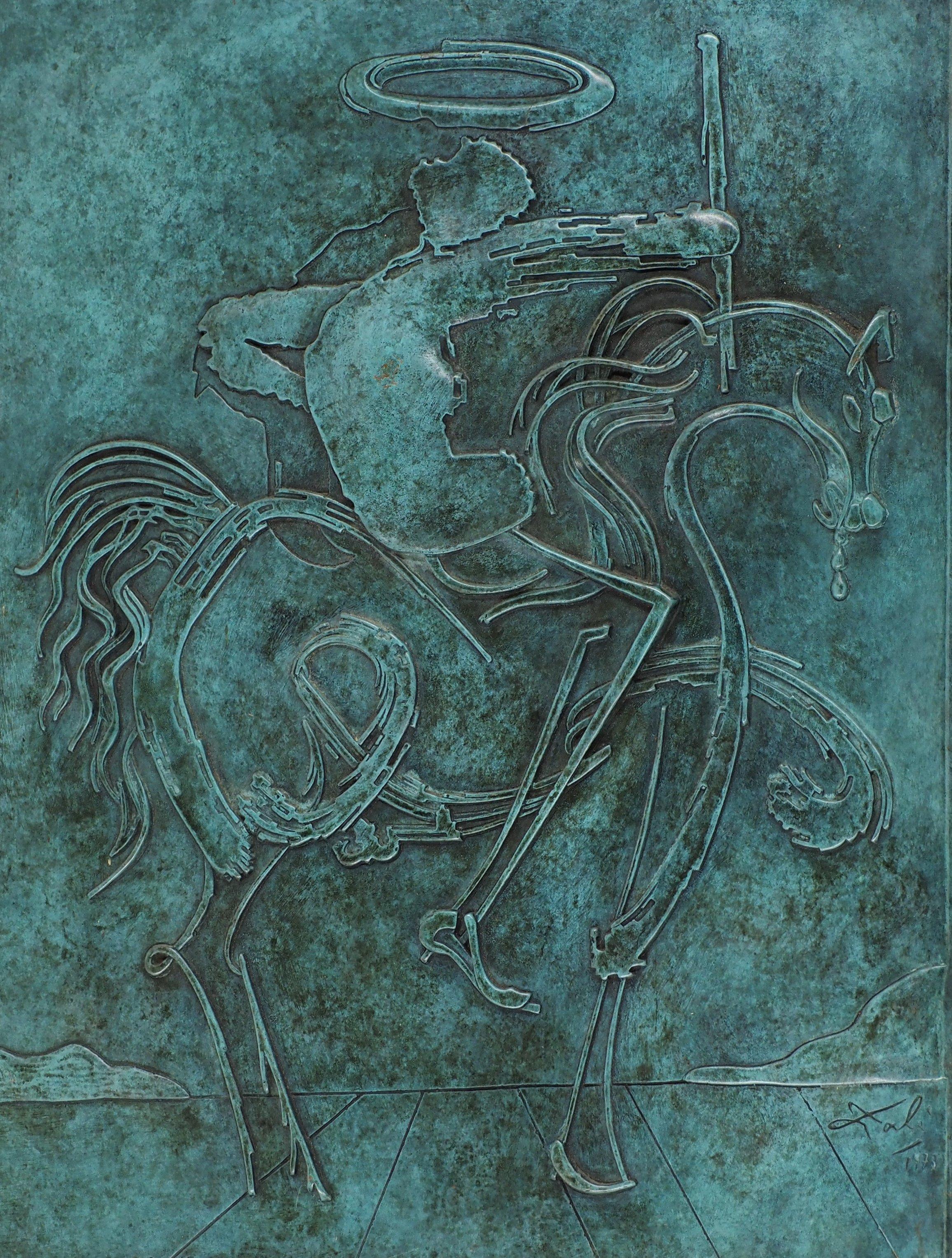 Black Horseman - Original Bronze Sculpture, Signed (Descharnes #513) 1
