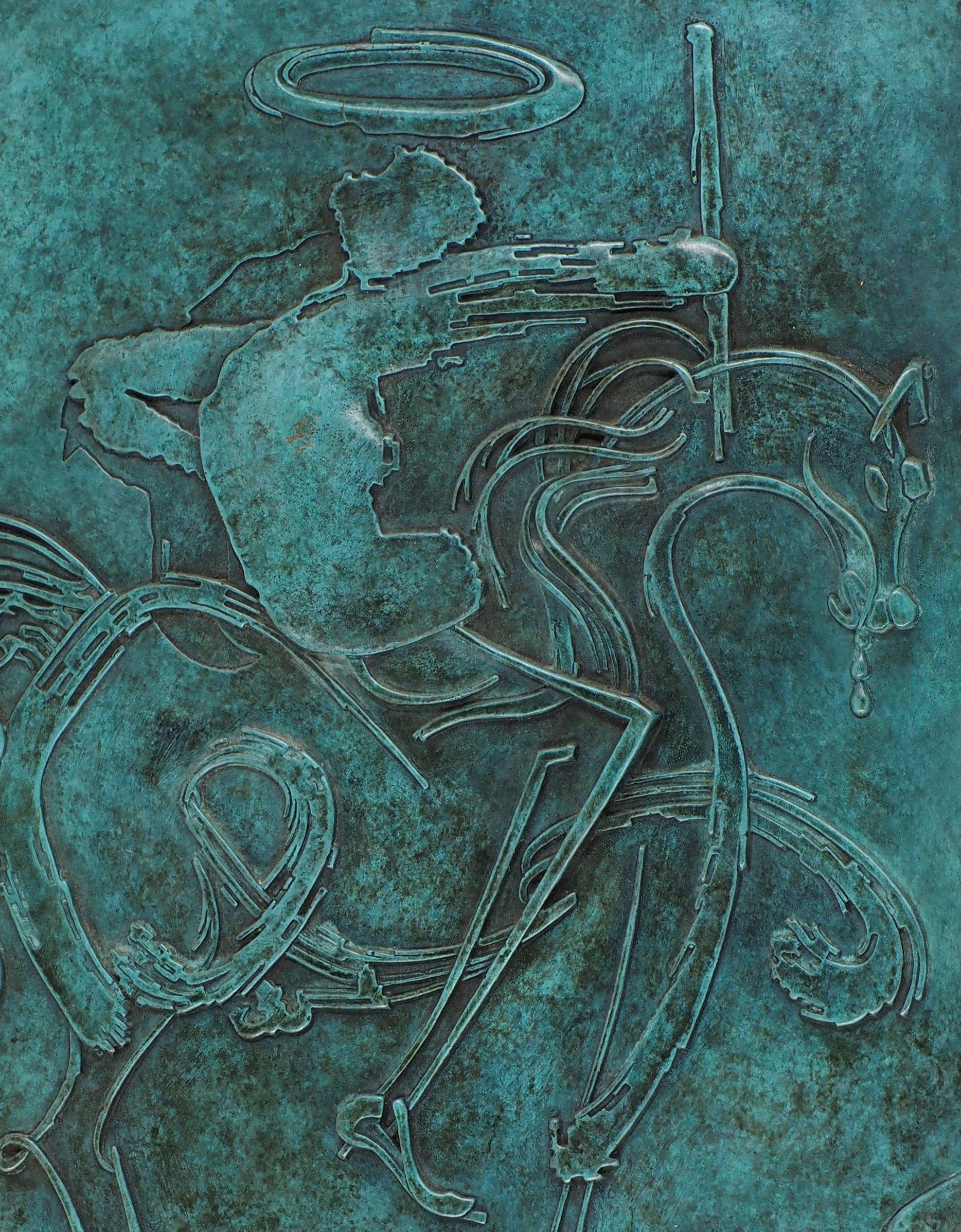 Black Horseman - Original Bronze Sculpture, Signed (Descharnes #513) 2