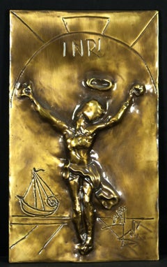 Christ of Saint John of the Cross Bas Relief Bronze Sculpture Salvador Dali