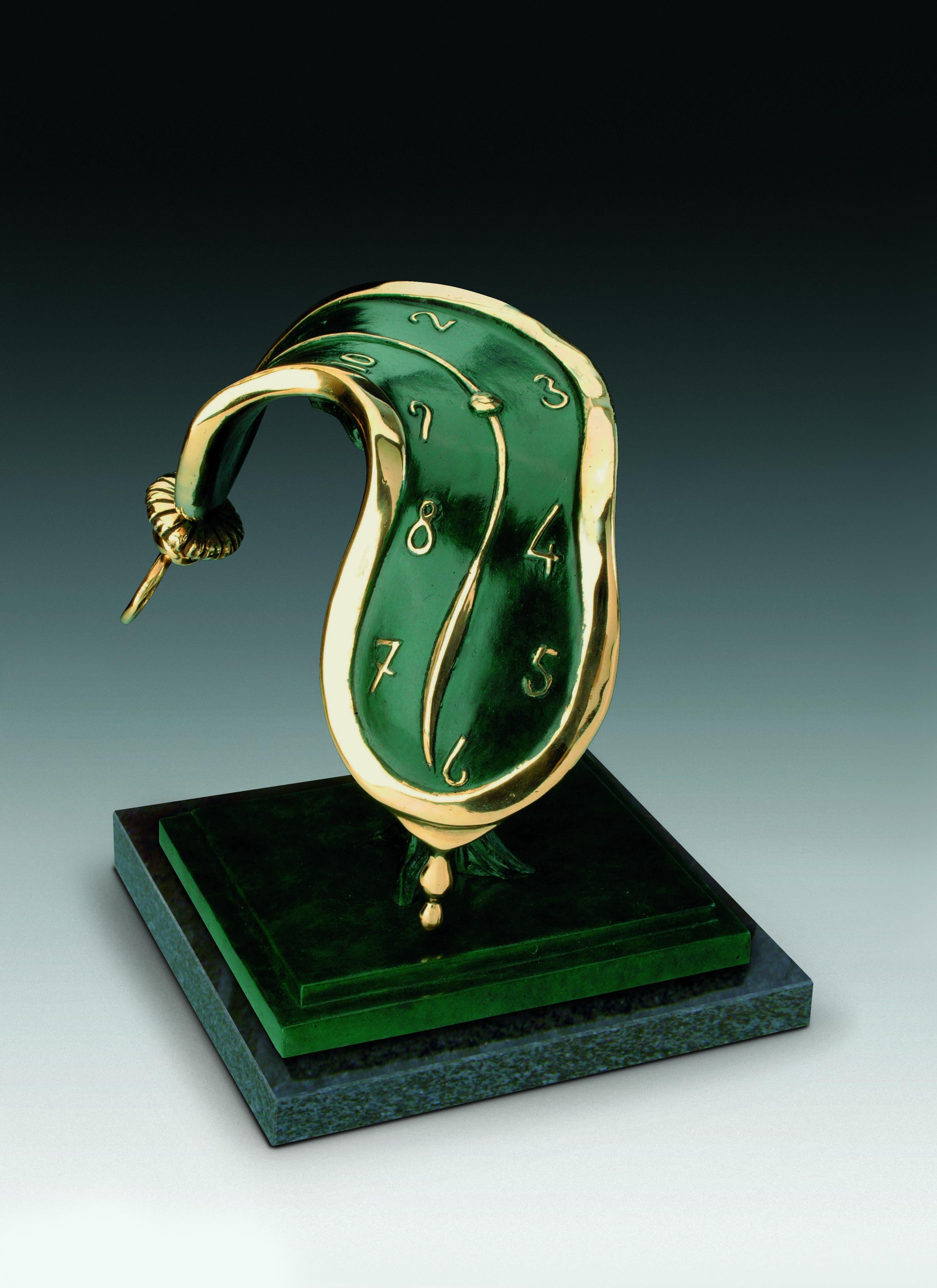Salvador Dalí Figurative Sculpture - "Dance of Time II" limited edition bronze table sculpture soft pocket watch
