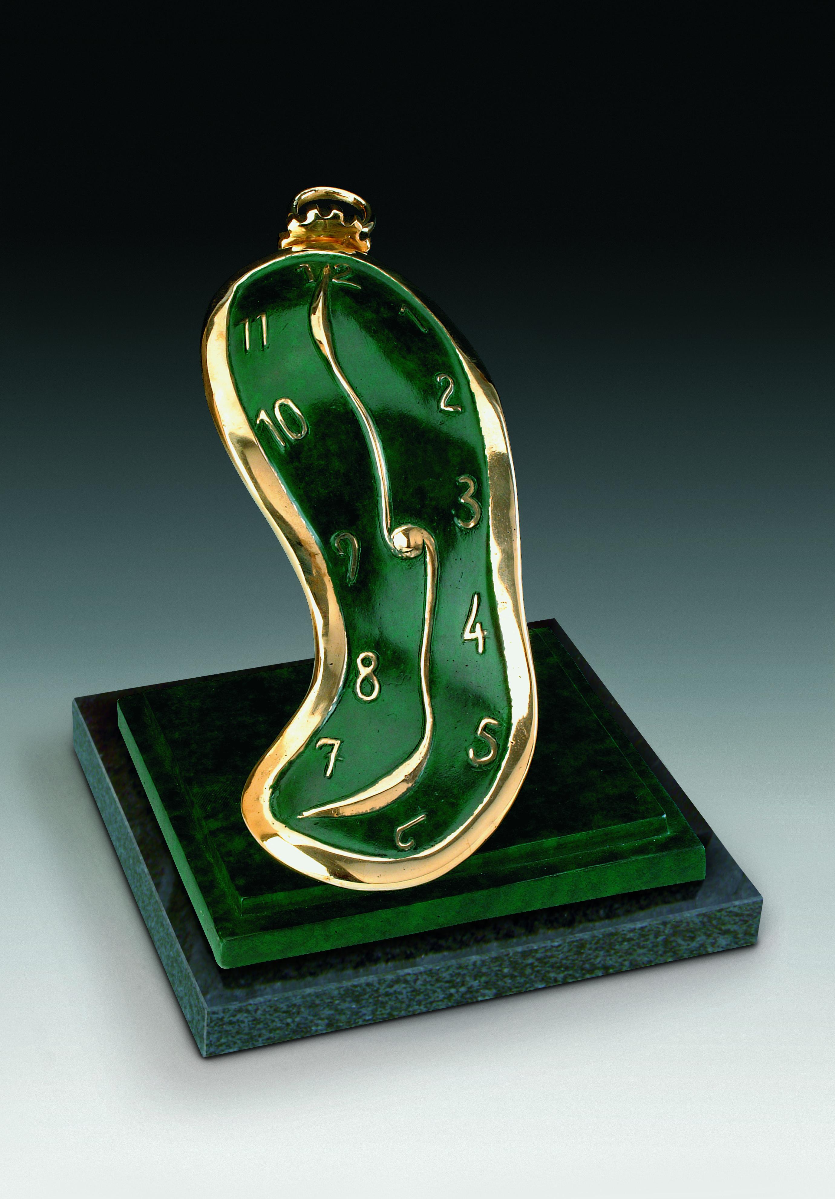 Salvador Dalí Figurative Sculpture - "Dance of Time III" limited edition bronze table sculpture soft pocket watch 