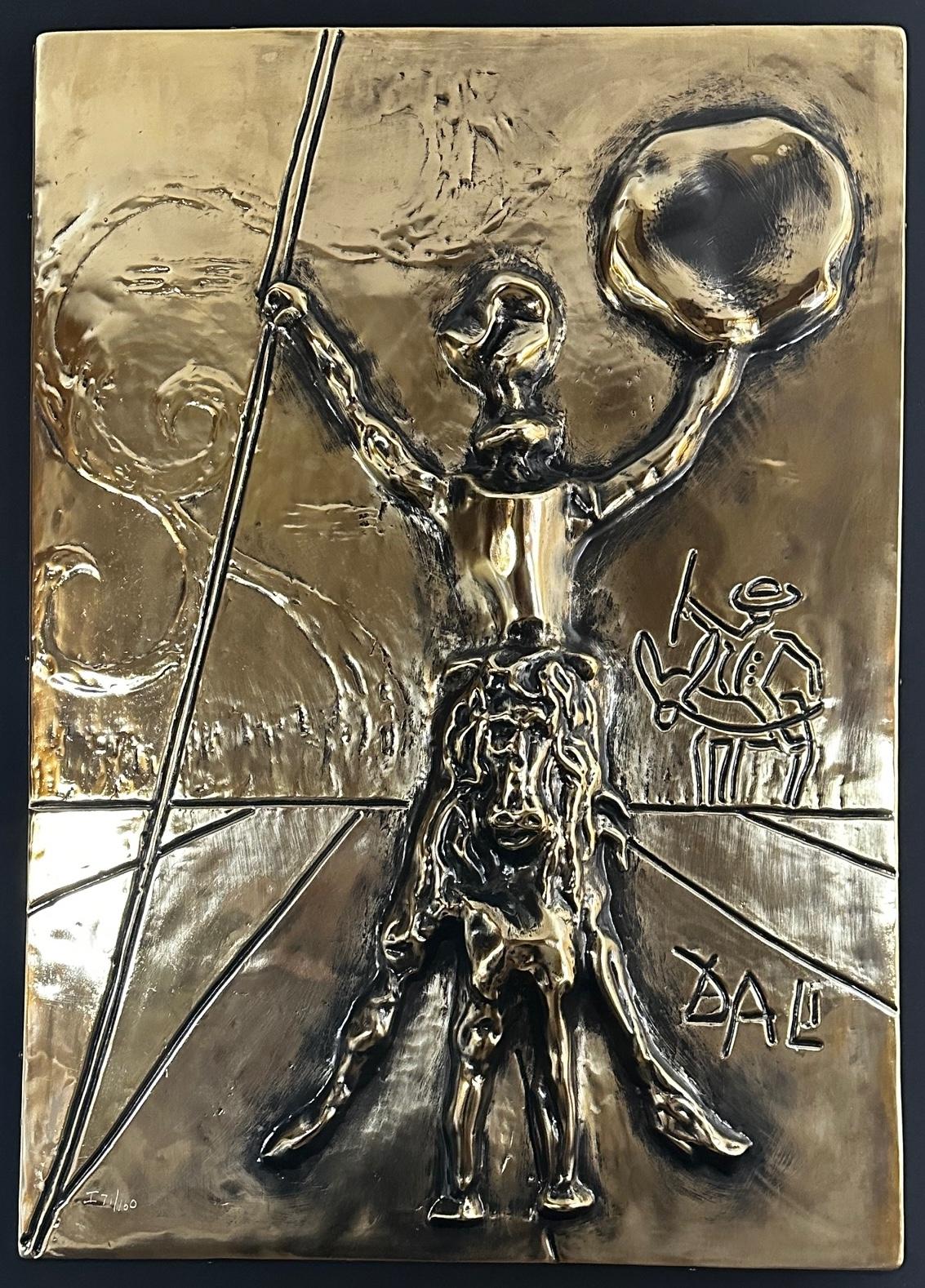 Salvador Dalí Figurative Sculpture - Don Quixote Gold Bas Relief