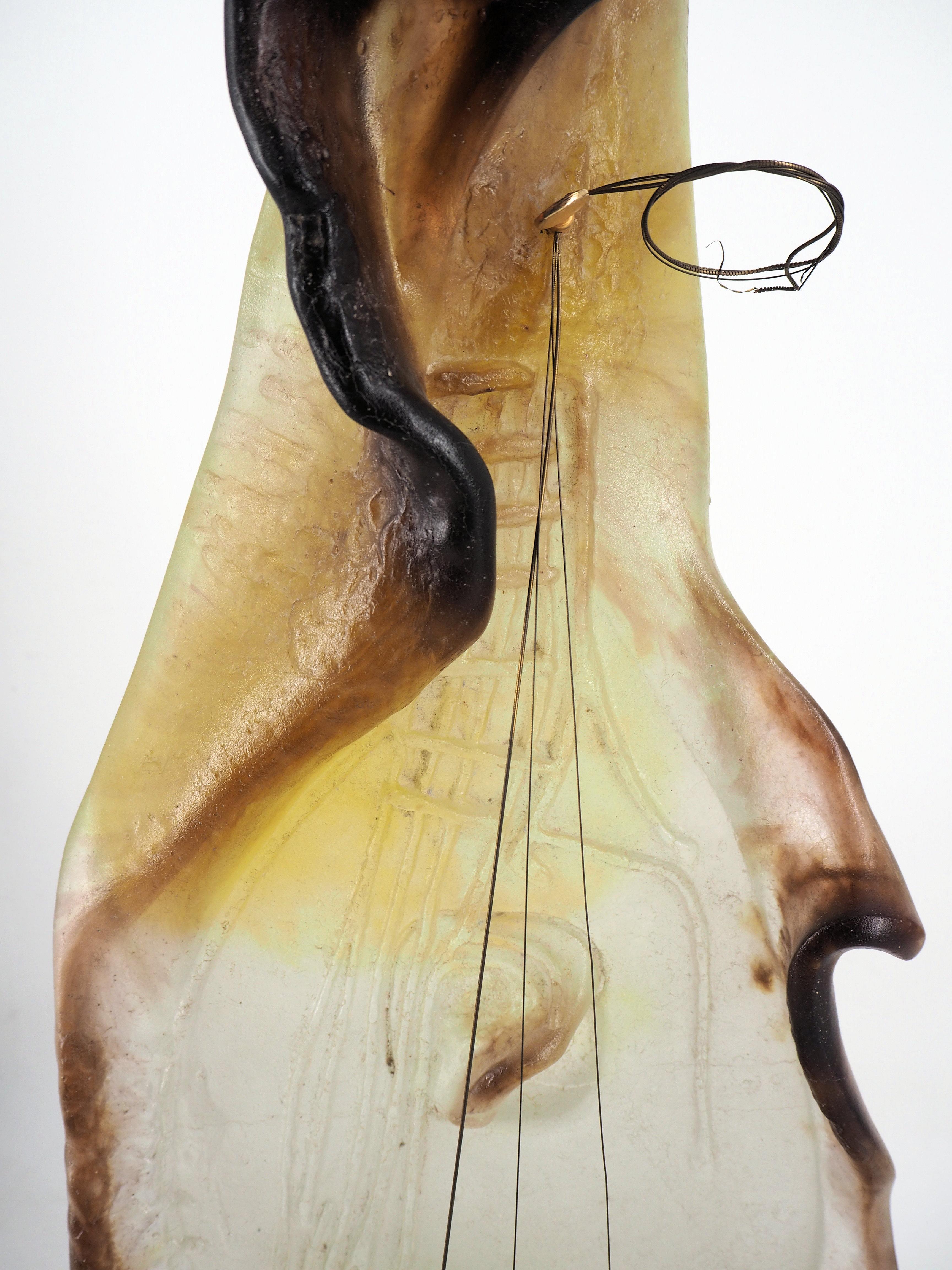 Guitar - Pate de verre sculpture, Signed - Daum 1967 (with certificate) - Beige Figurative Sculpture by Salvador Dalí
