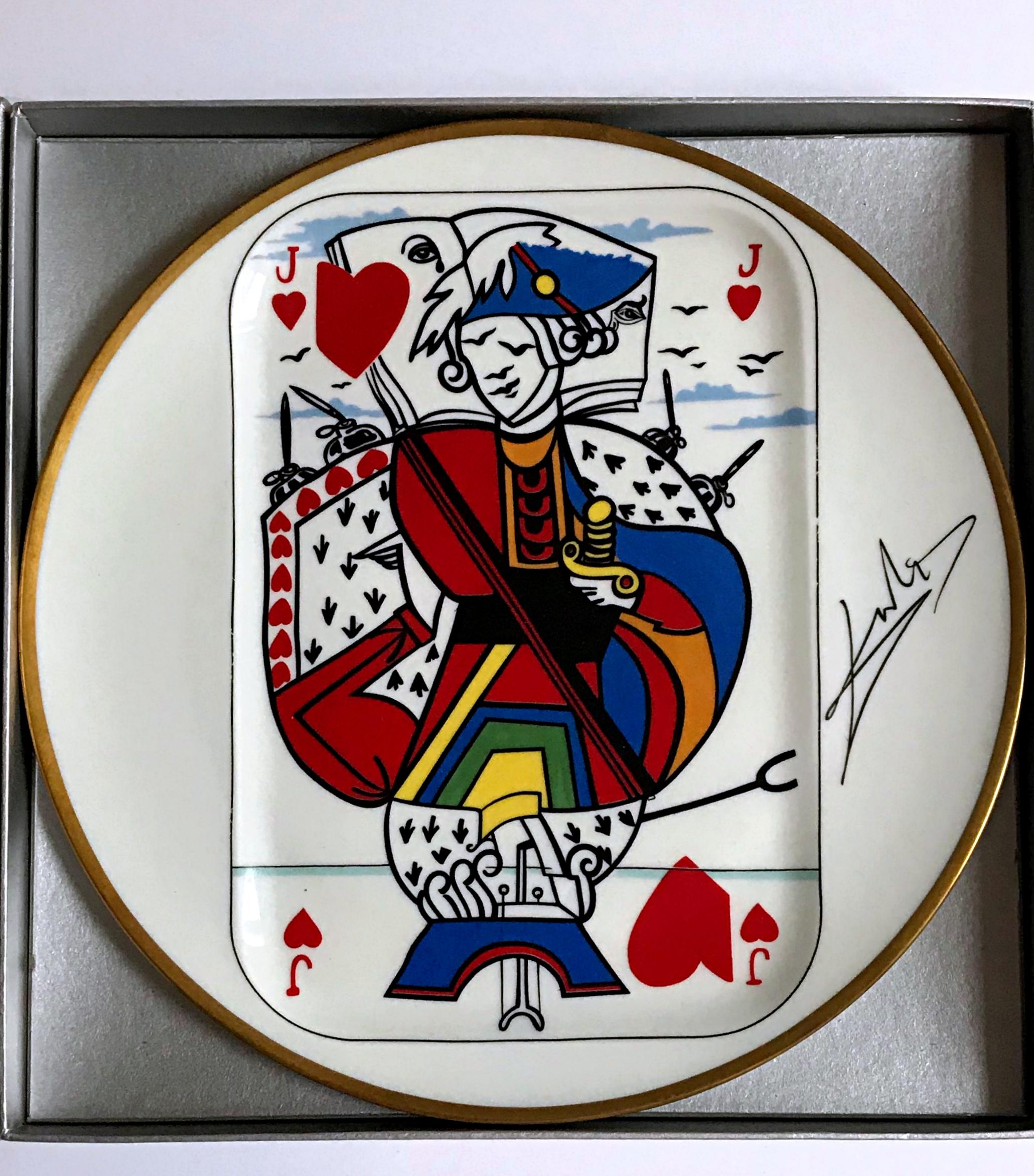 Jack of Hearts - limited edition porcelain plate made in France  - Sculpture by Salvador Dalí