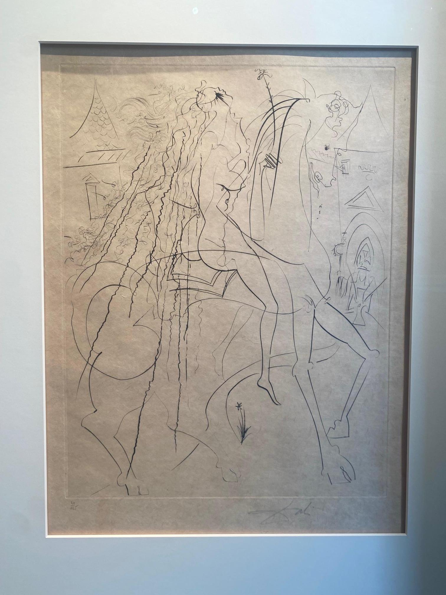Lady Guidivar - gravure originale d'une cavalière nue par Salvador Dalí en vente 1