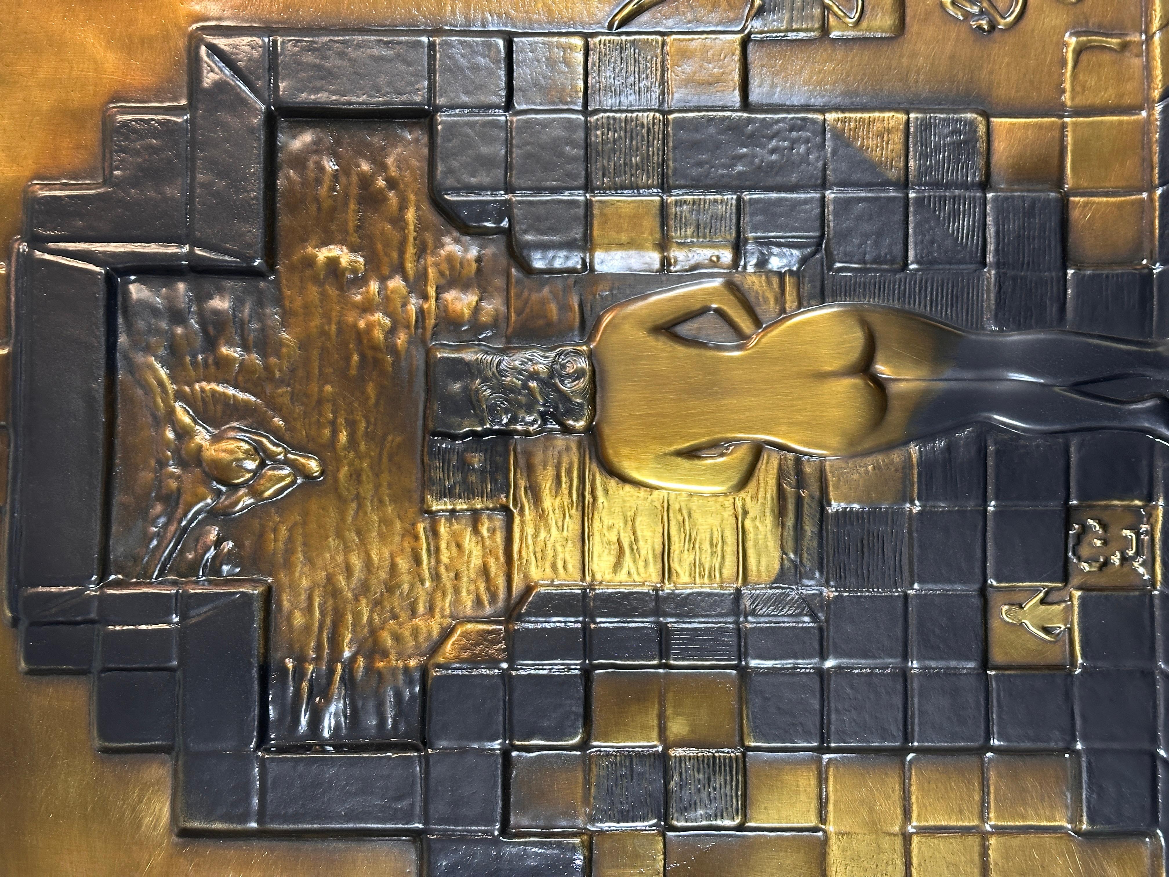 Lincoln in Dalivision Bronze Bas Relief - Sculpture by Salvador Dalí