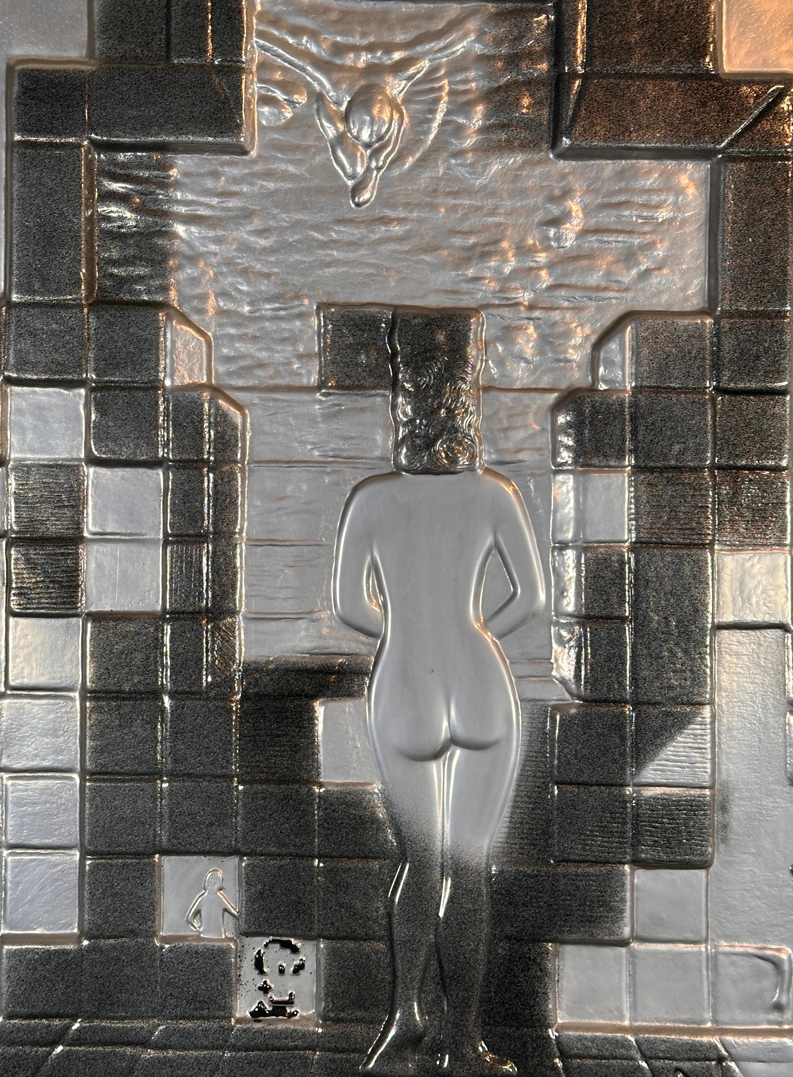 LINCOLN IN DALIVISION Platinum Bas Relief with Original Box - Sculpture by Salvador Dalí