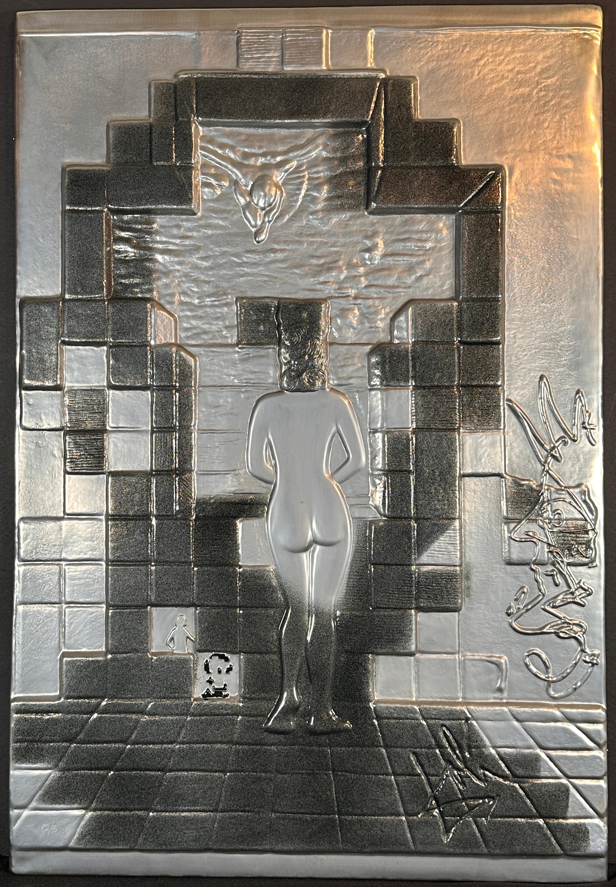 Salvador Dalí Figurative Sculpture - LINCOLN IN DALIVISION Platinum Bas Relief with Original Box