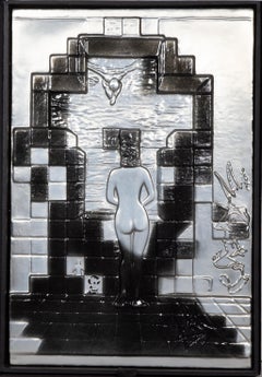 Lincoln in Dalivision, Surrealist Metal Relief Sculpture after Salvador Dali