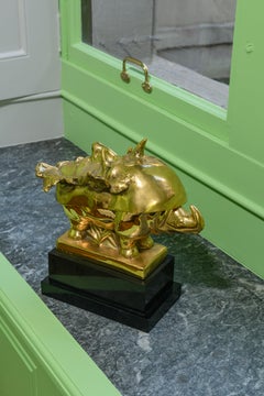 Masque de Napoléon sur un Rhinocéros, Sculpture, Dali, Gold, Animals, Bronze