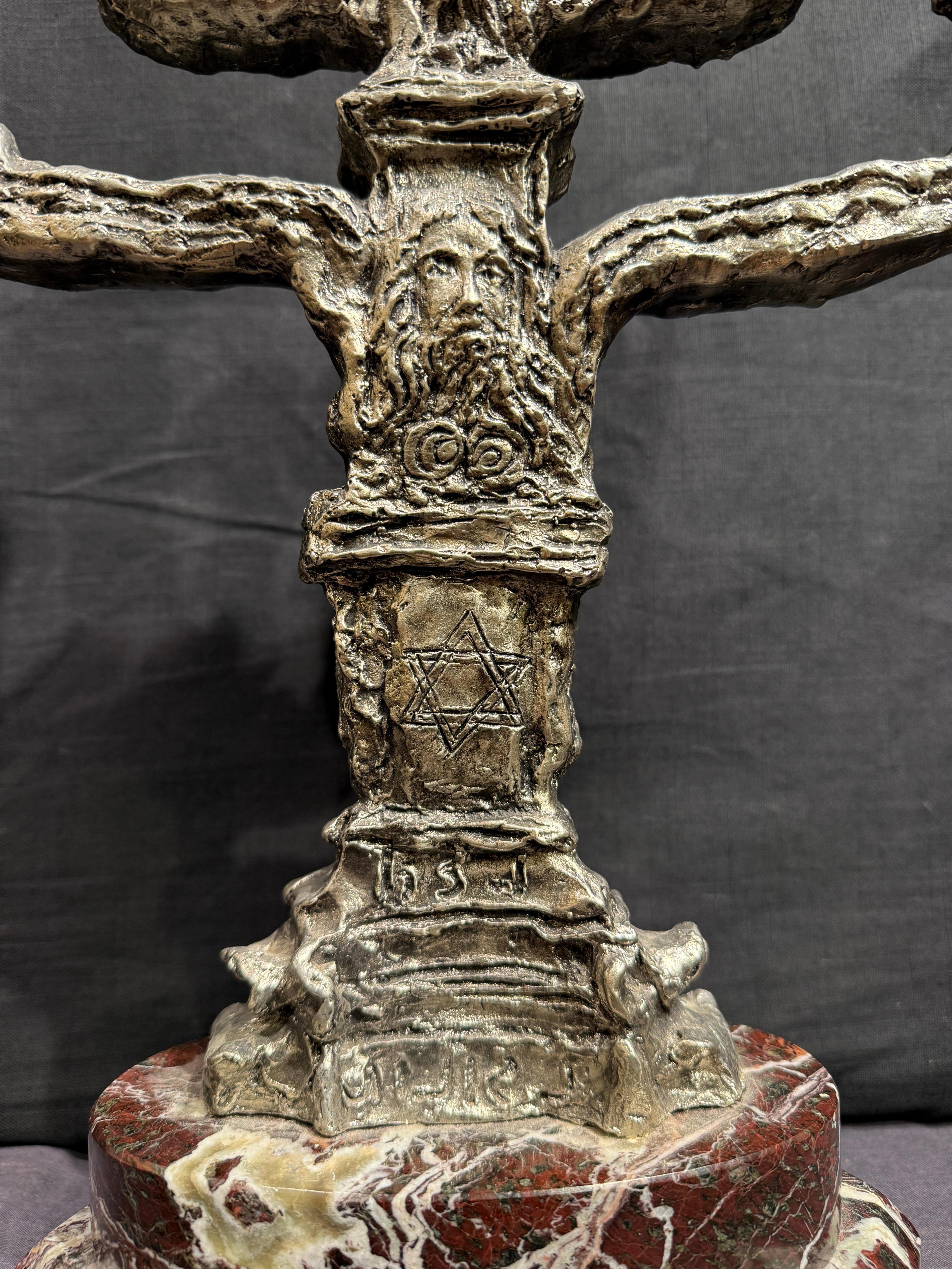 Menorah con base in pietra di Gerusalemme in vendita 1