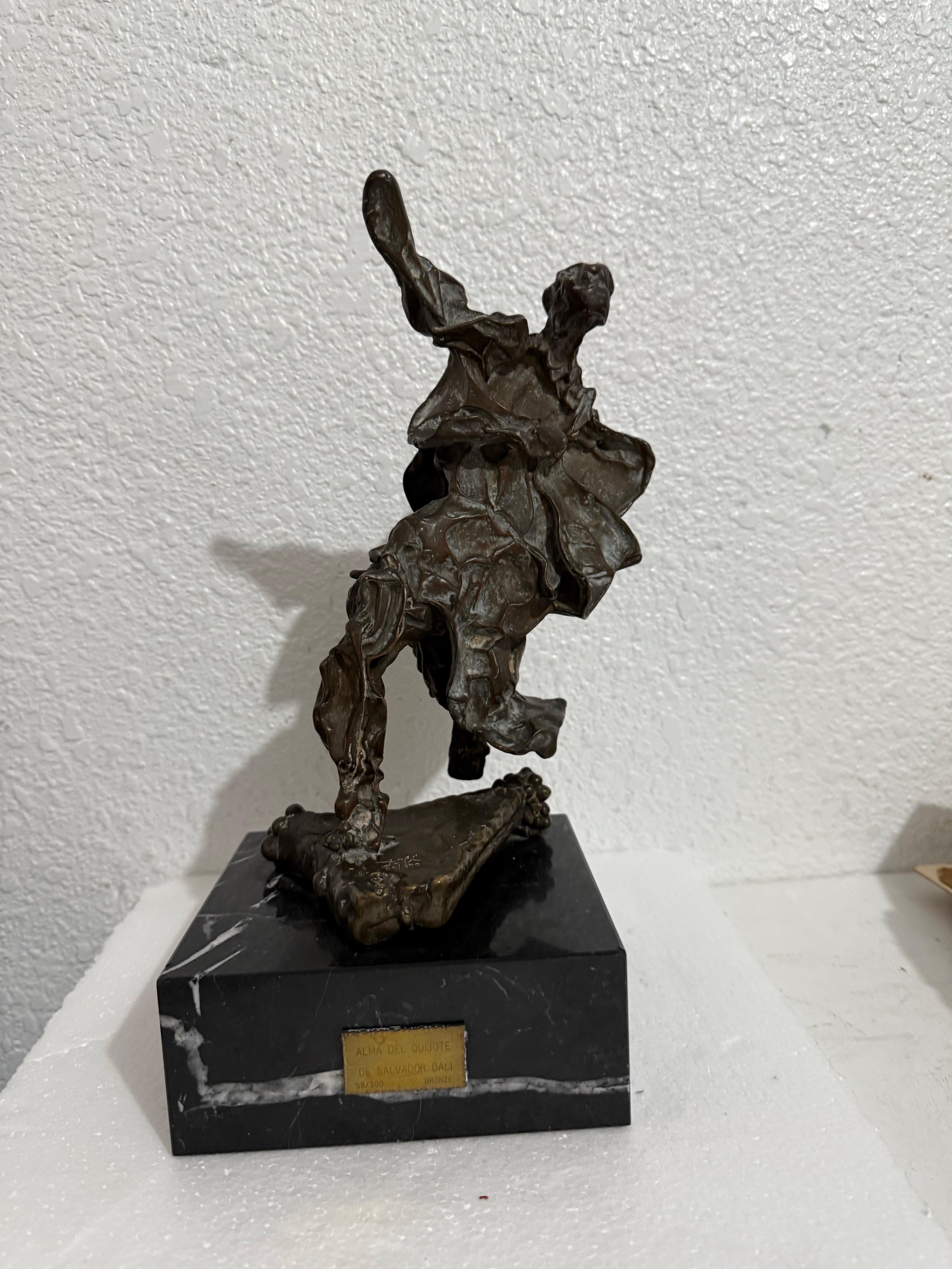 Original 1969 Surrealist Bronze, Marble Sculpture Alma Del Quijote Salvador Dali For Sale 9