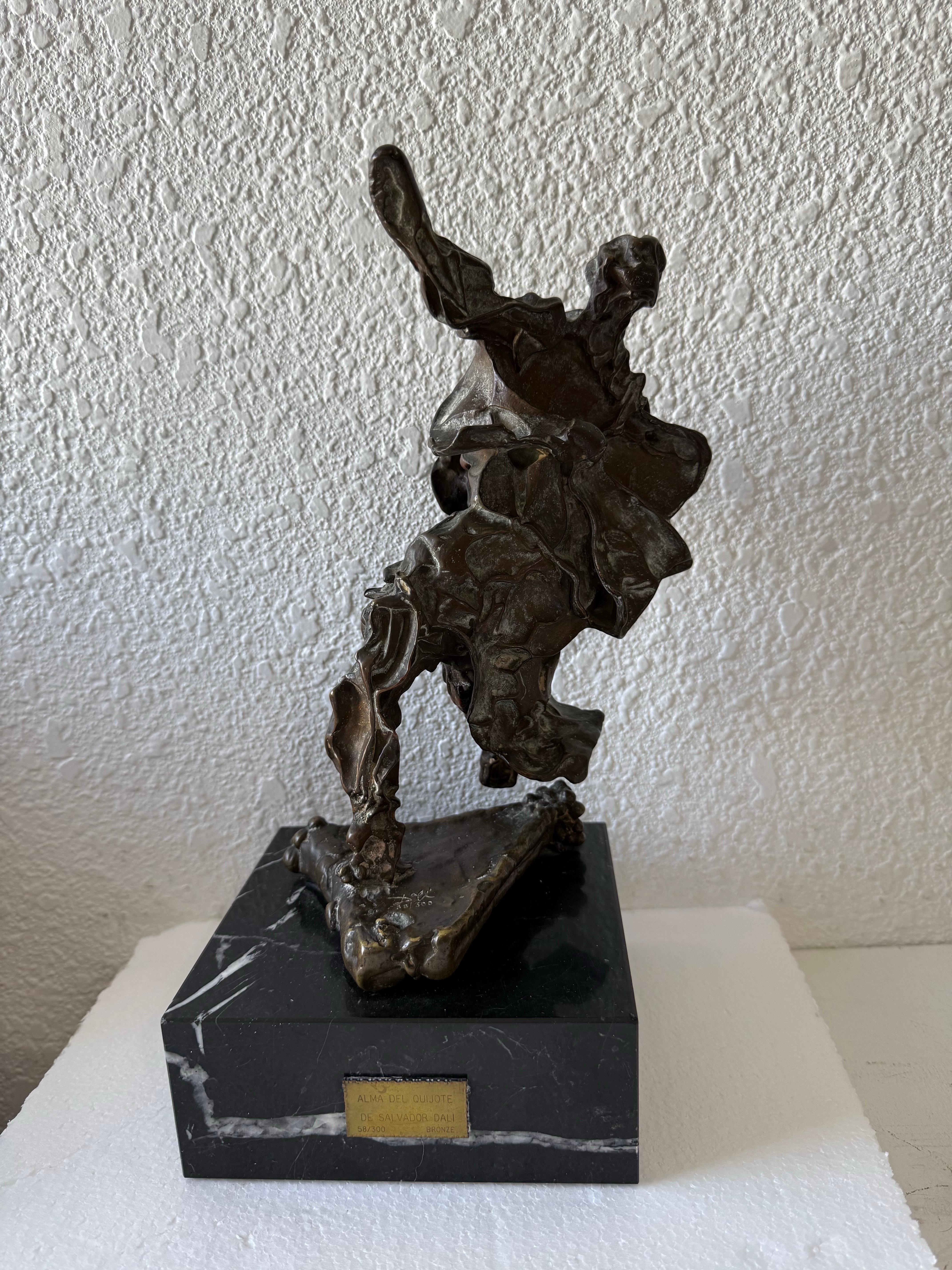 Original 1969 Surrealist Bronze, Marble Sculpture Alma Del Quijote Salvador Dali - Gold Figurative Sculpture by Salvador Dalí