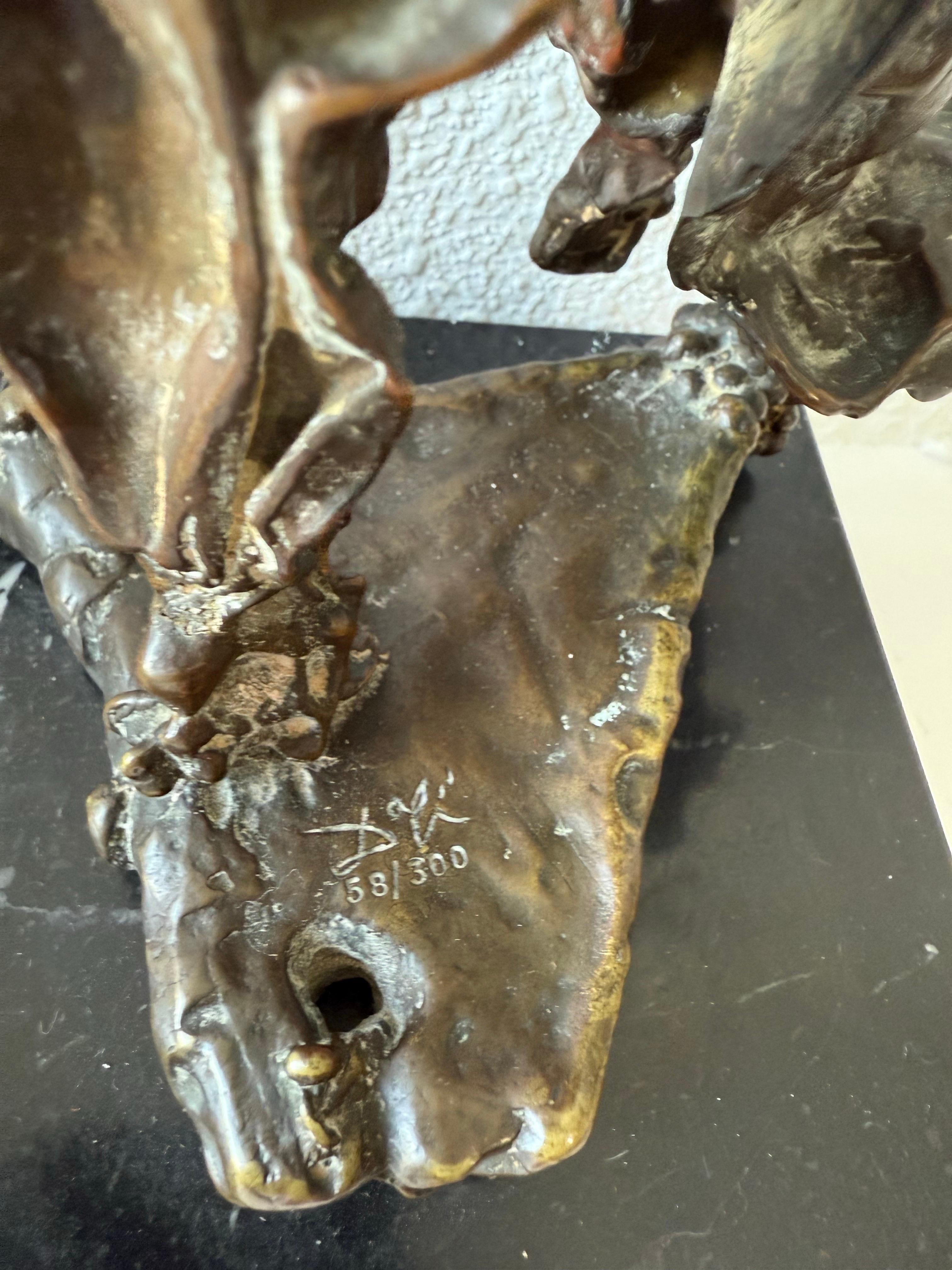 Original 1969 Surrealist Bronze, Marble Sculpture Alma Del Quijote Salvador Dali For Sale 1