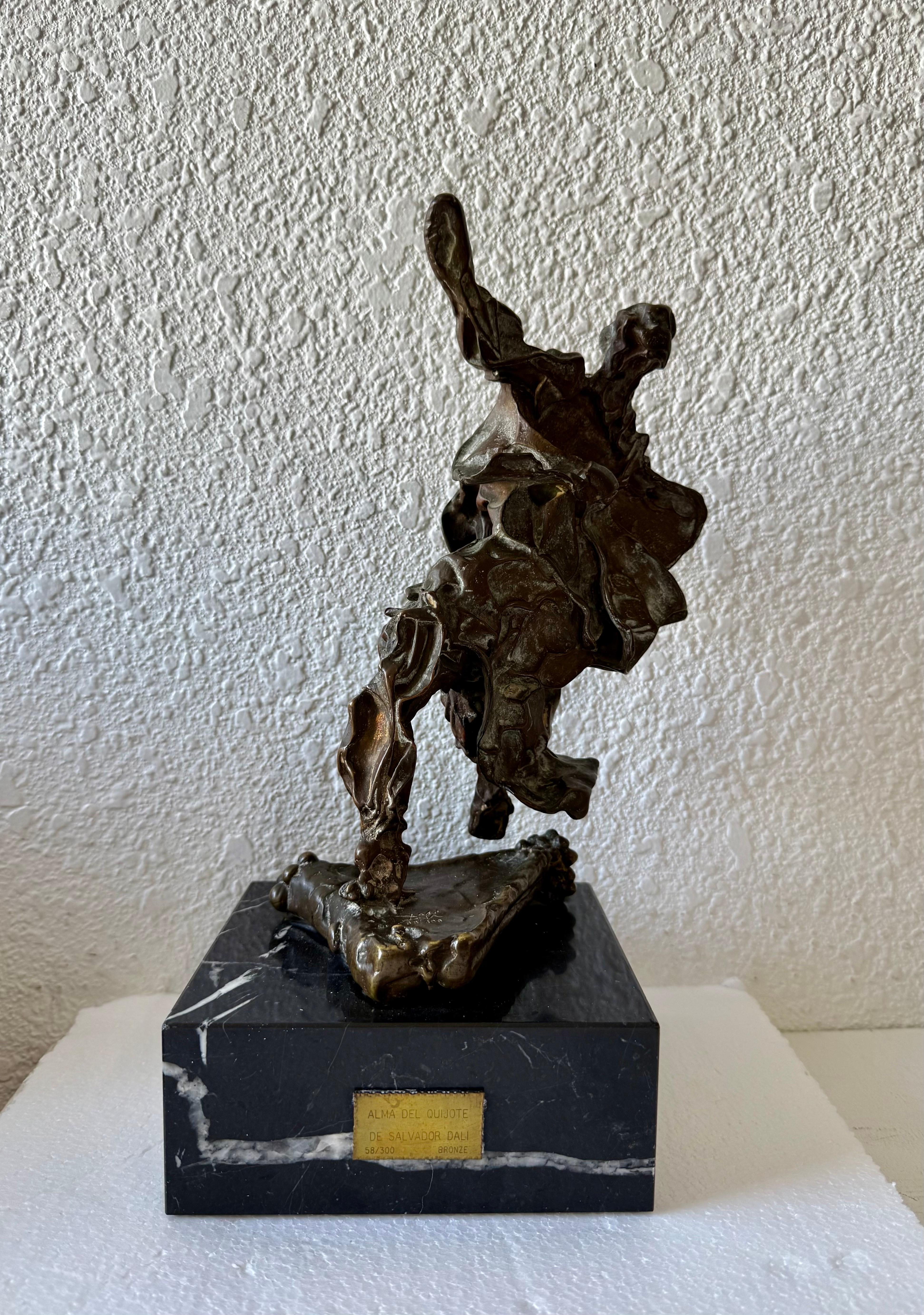 Original 1969 Surrealist Bronze, Marble Sculpture Alma Del Quijote Salvador Dali For Sale 4