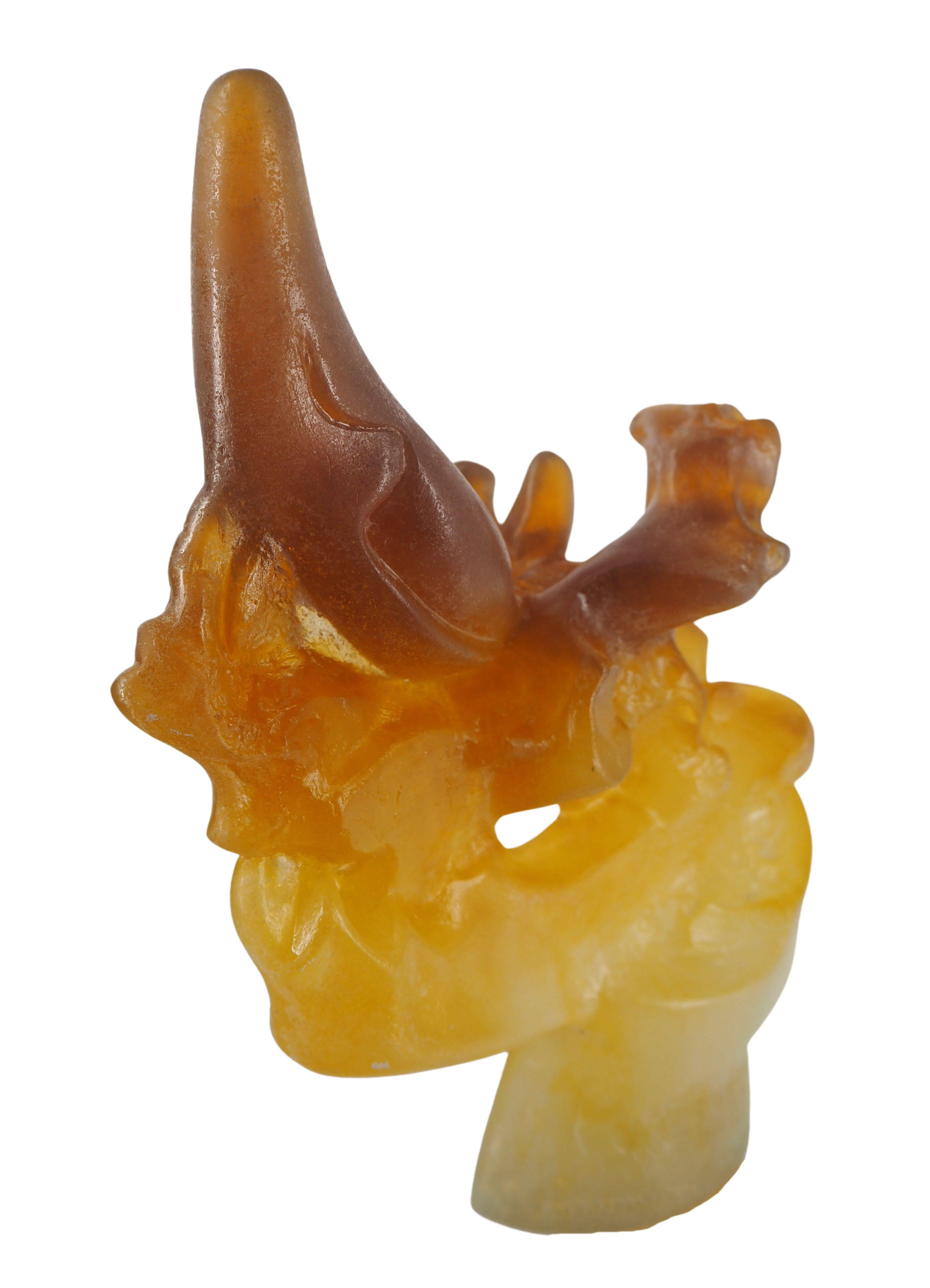 Salvador Dali (1904-1989) et Daum
Rhinocéros (Rhinocéros de Chippendale)

Original pate de verre bicolore jaune et brun opalescent
Éditée et fabriquée à la main par la cristallerie Daum en 1972
Signé dans le verre
Limité à 150 exemplaires