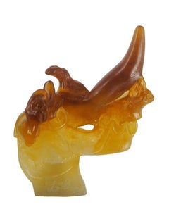 Rhinoceros - Pate de verre sculpture, Signed - Daum 1972