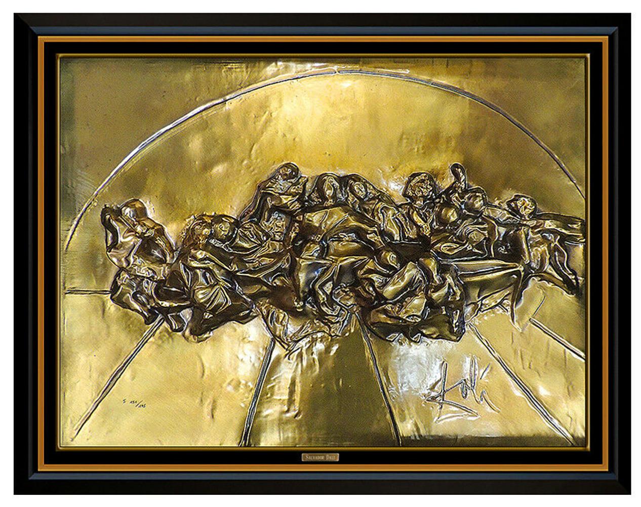 Salvador Dalí Figurative Sculpture - Salvador Dali Bronze Wall Relief Sculpture The Last Supper Signed Artwork Framed