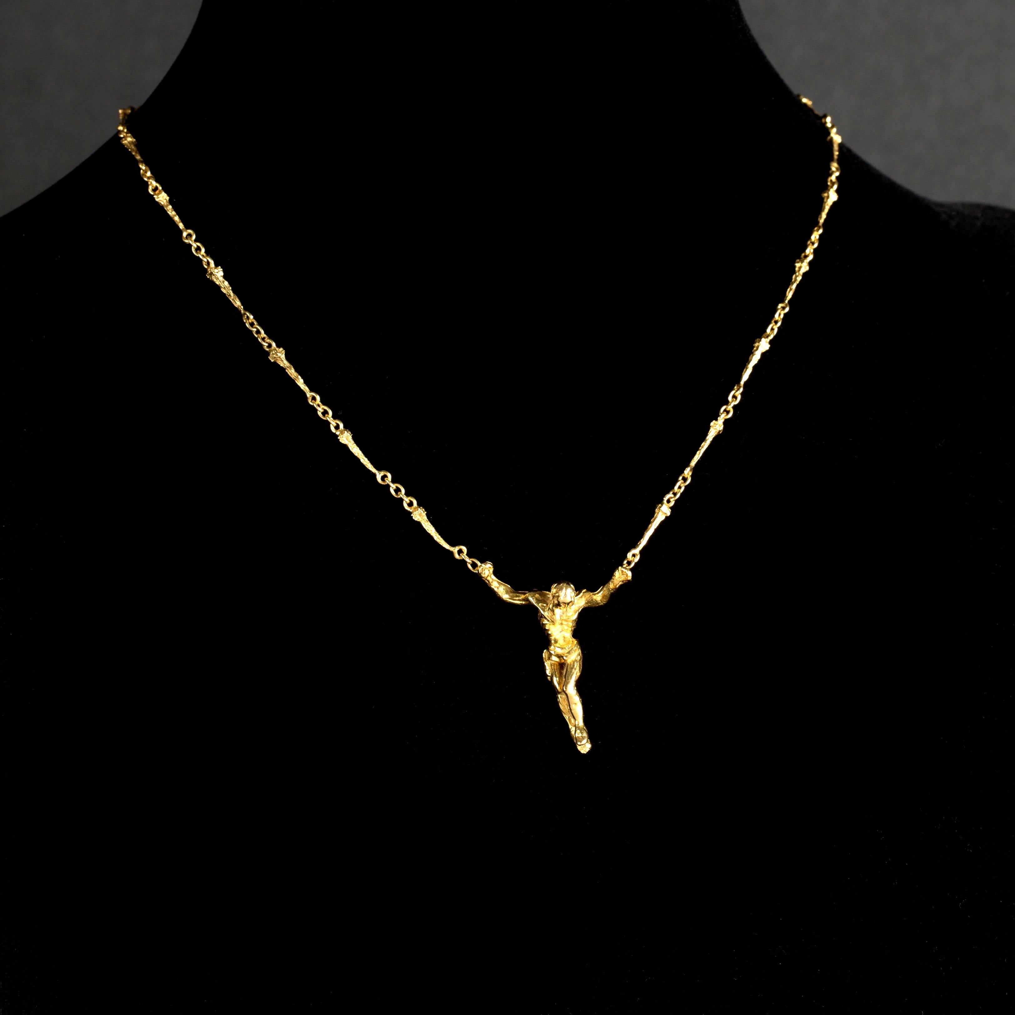 Salvador Dali - Christ - Signed Gold Necklace - Sculpture by Salvador Dalí