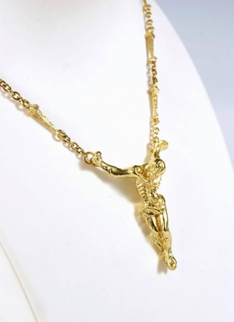 Salvador Dali - Christ - Signed Gold Necklace - Surrealist Sculpture by Salvador Dalí