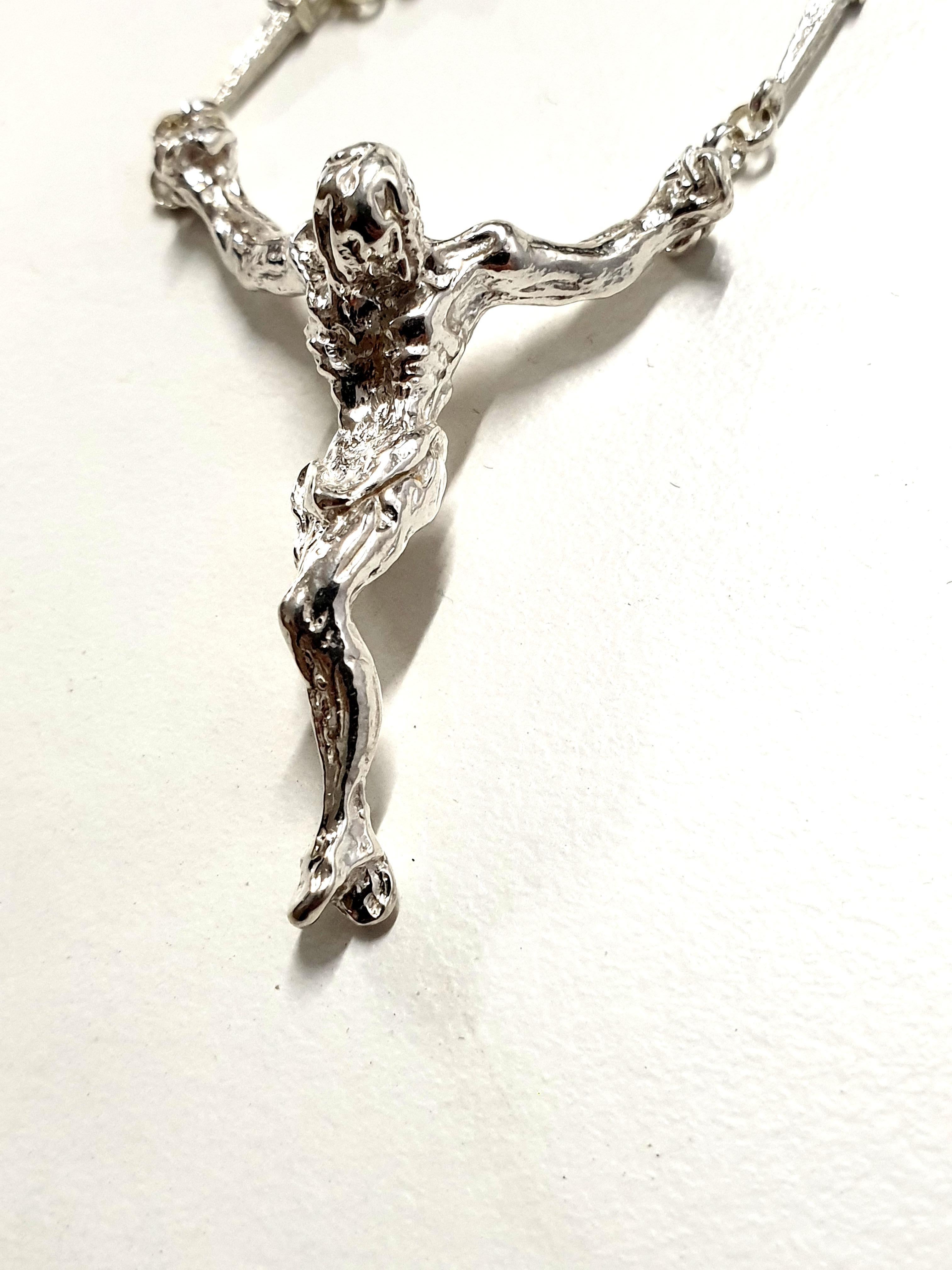 Salvador Dali - Christ - Signed Silver Necklace - Sculpture by Salvador Dalí