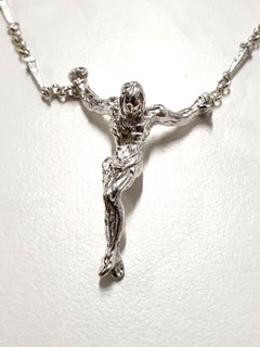 Retro Salvador Dali - Christ - Signed Silver Necklace