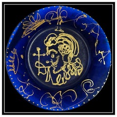 Salvador Dali Daum Blue Pate De Verre Plate Signed Triomphale Surreal Artwork