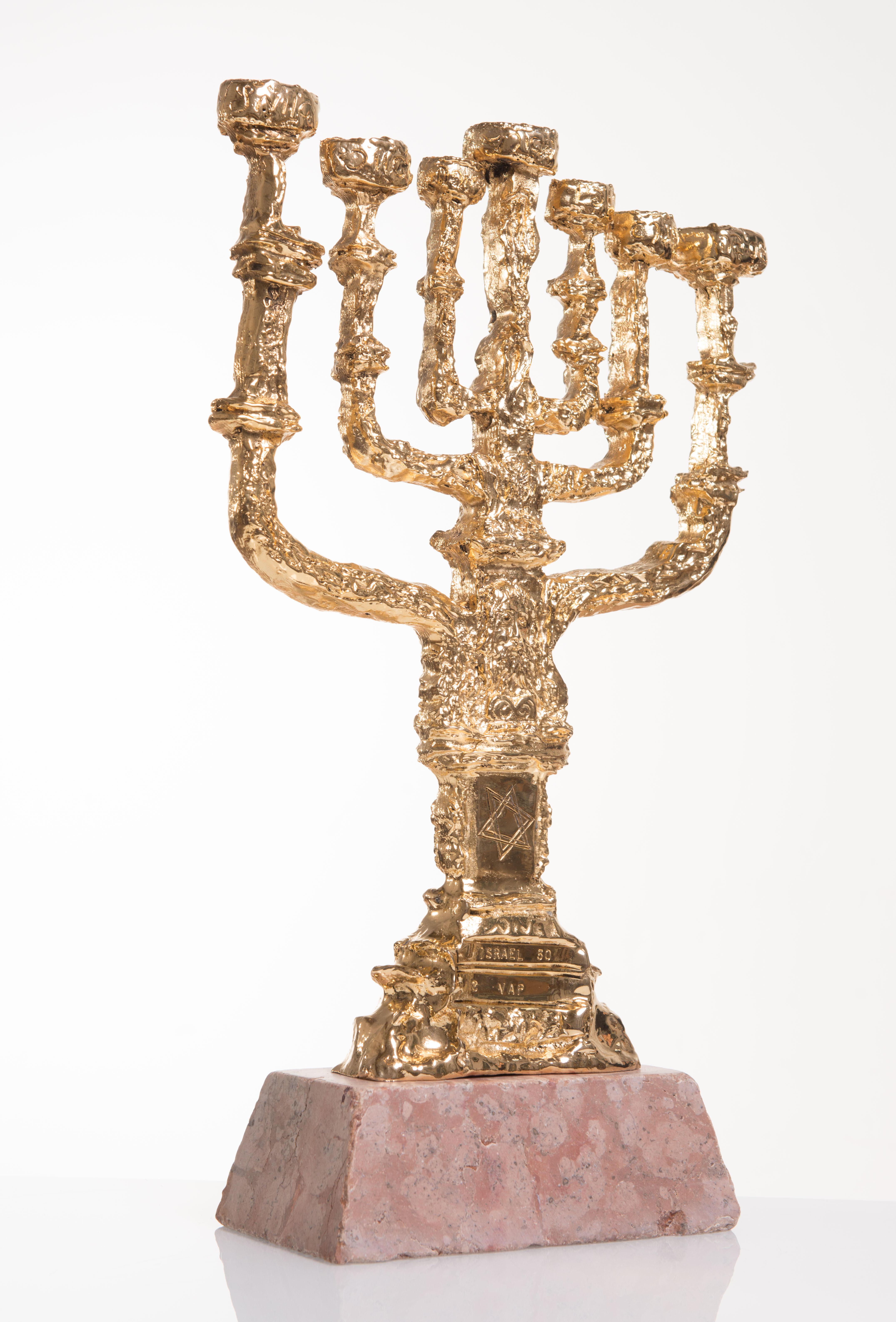 Salvador Dali -  Menorah - Bronze Guilded Sculpture - Surrealist Art by Salvador Dalí