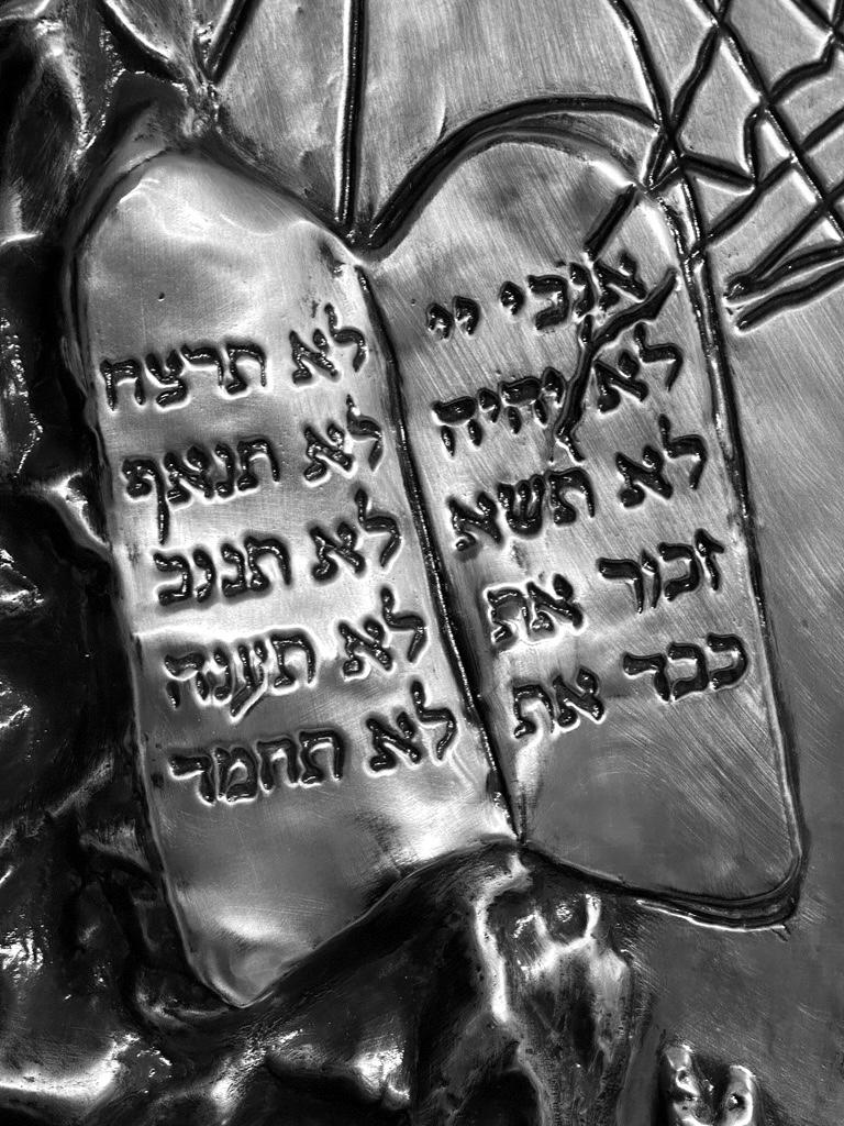 The 10 Commandments Platinum Bas Relief - Surrealist Sculpture by Salvador Dalí